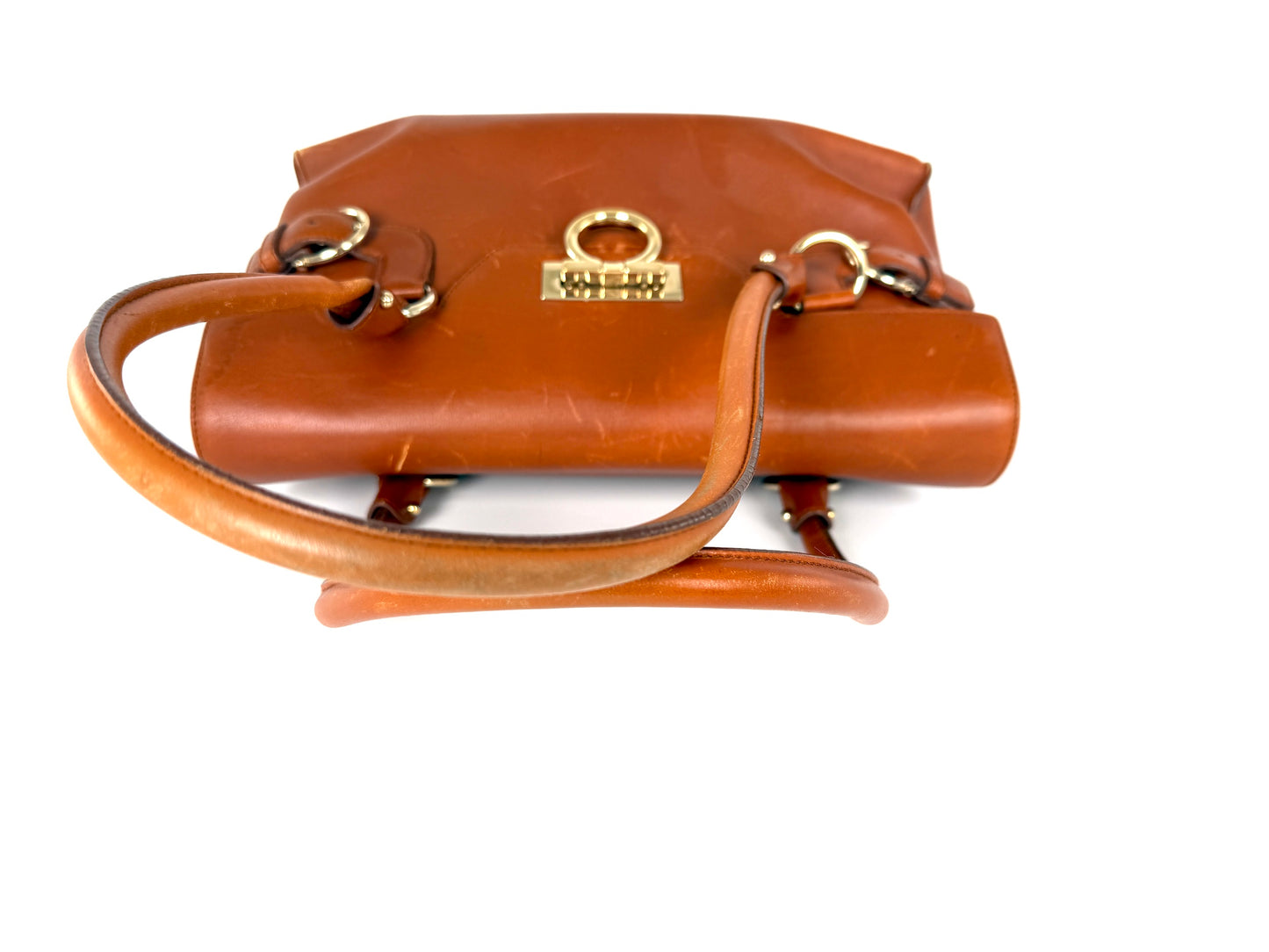 Salvatore Ferragamo Gancini Brown Leather Tote Shoulder Bag