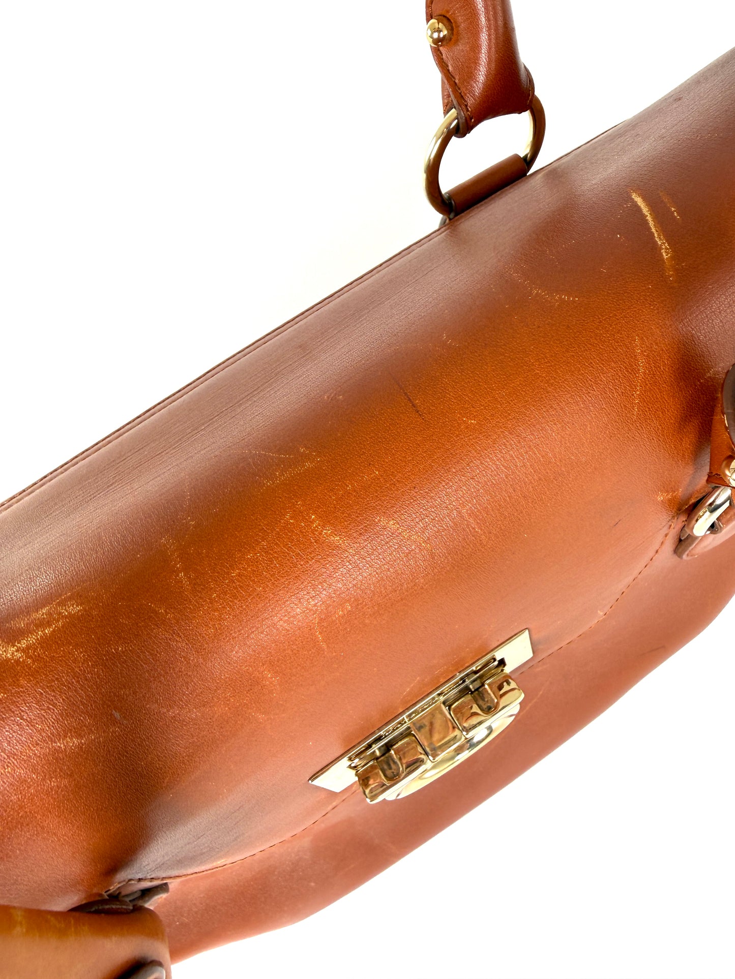 Salvatore Ferragamo Gancini Brown Leather Tote Shoulder Bag
