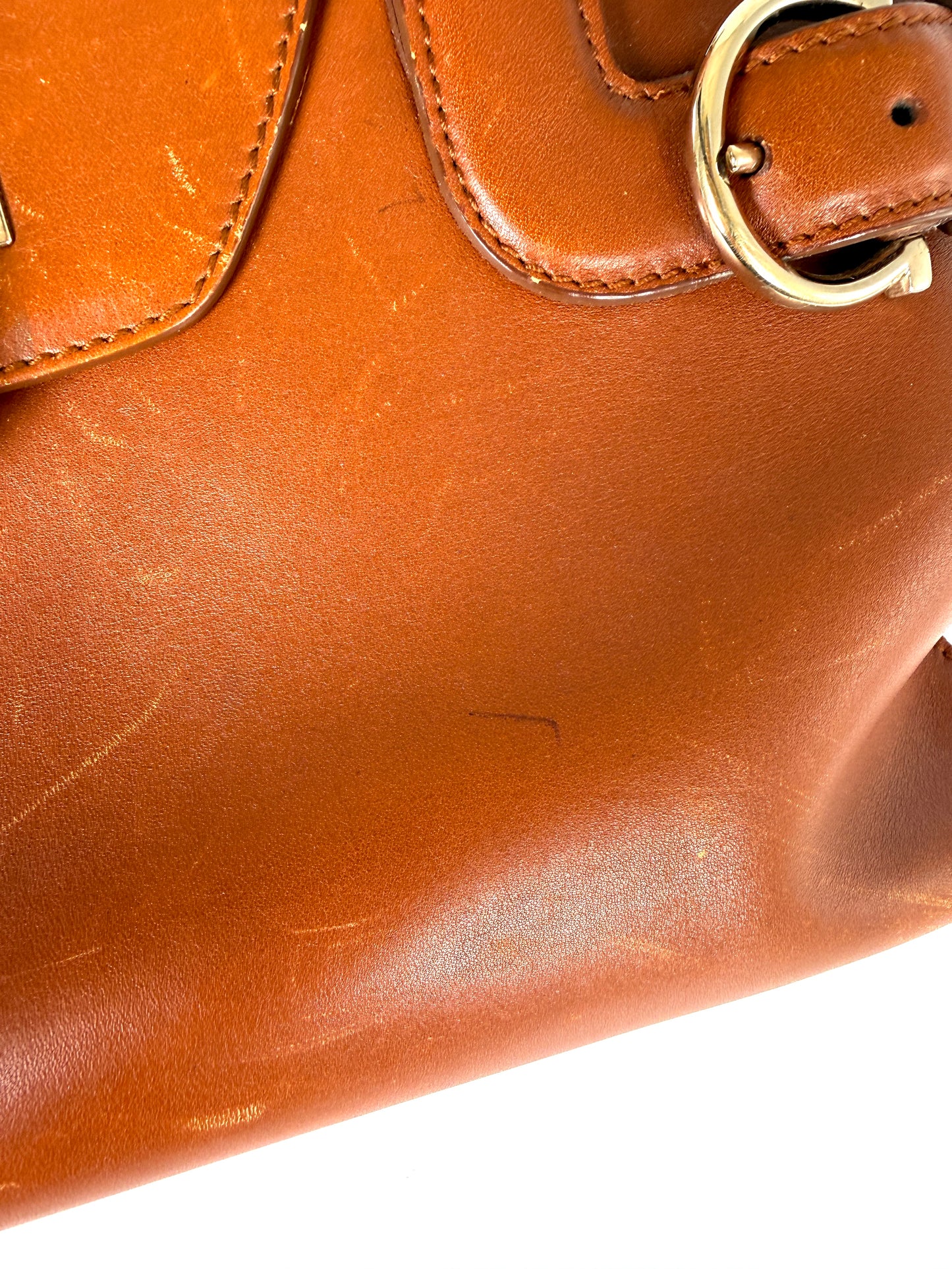 Salvatore Ferragamo Gancini Brown Leather Tote Shoulder Bag