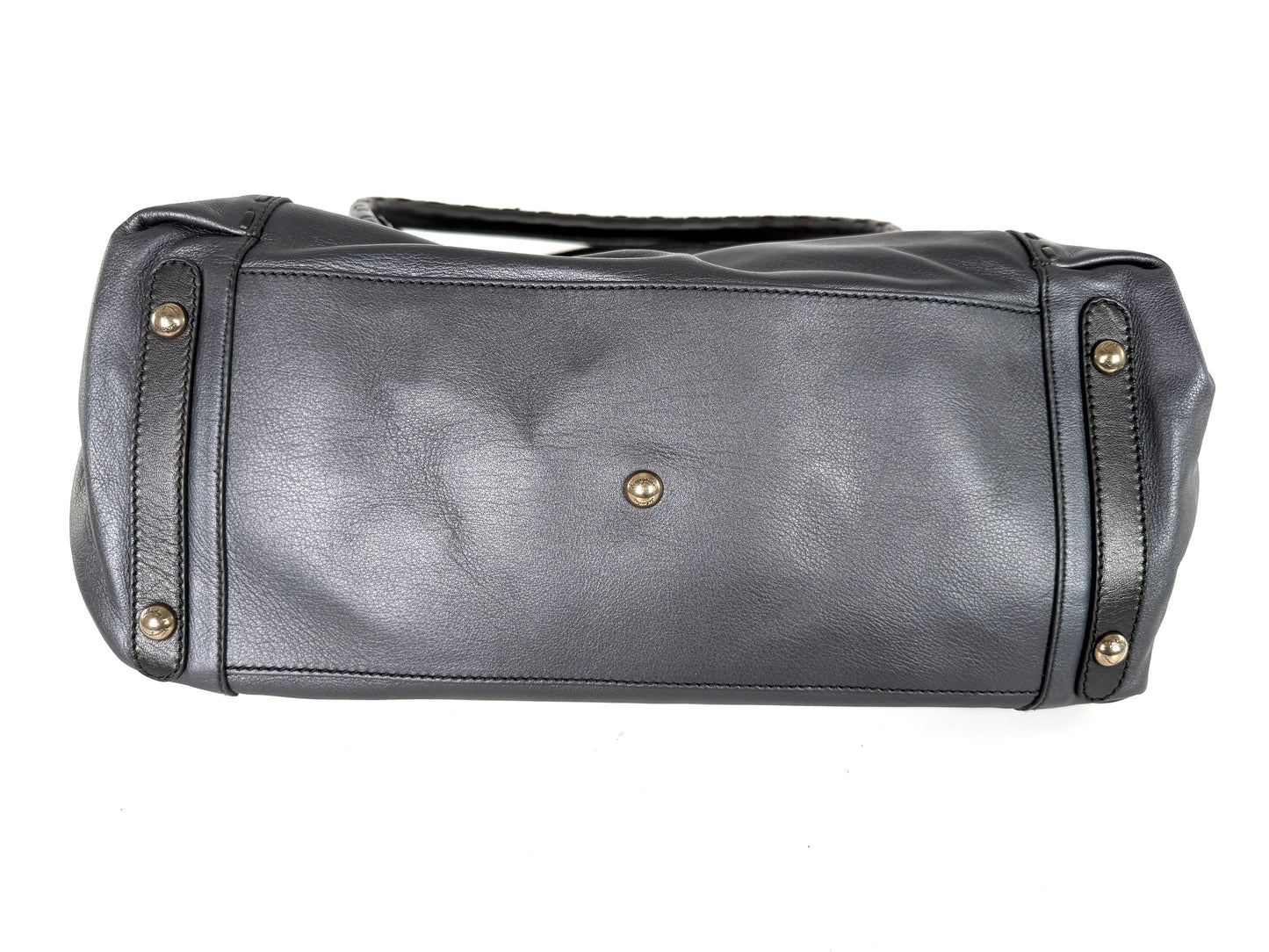 Salvatore Ferragamo Gancini Black Whipstitch Leather Top Handle Crossbody Tote Bag