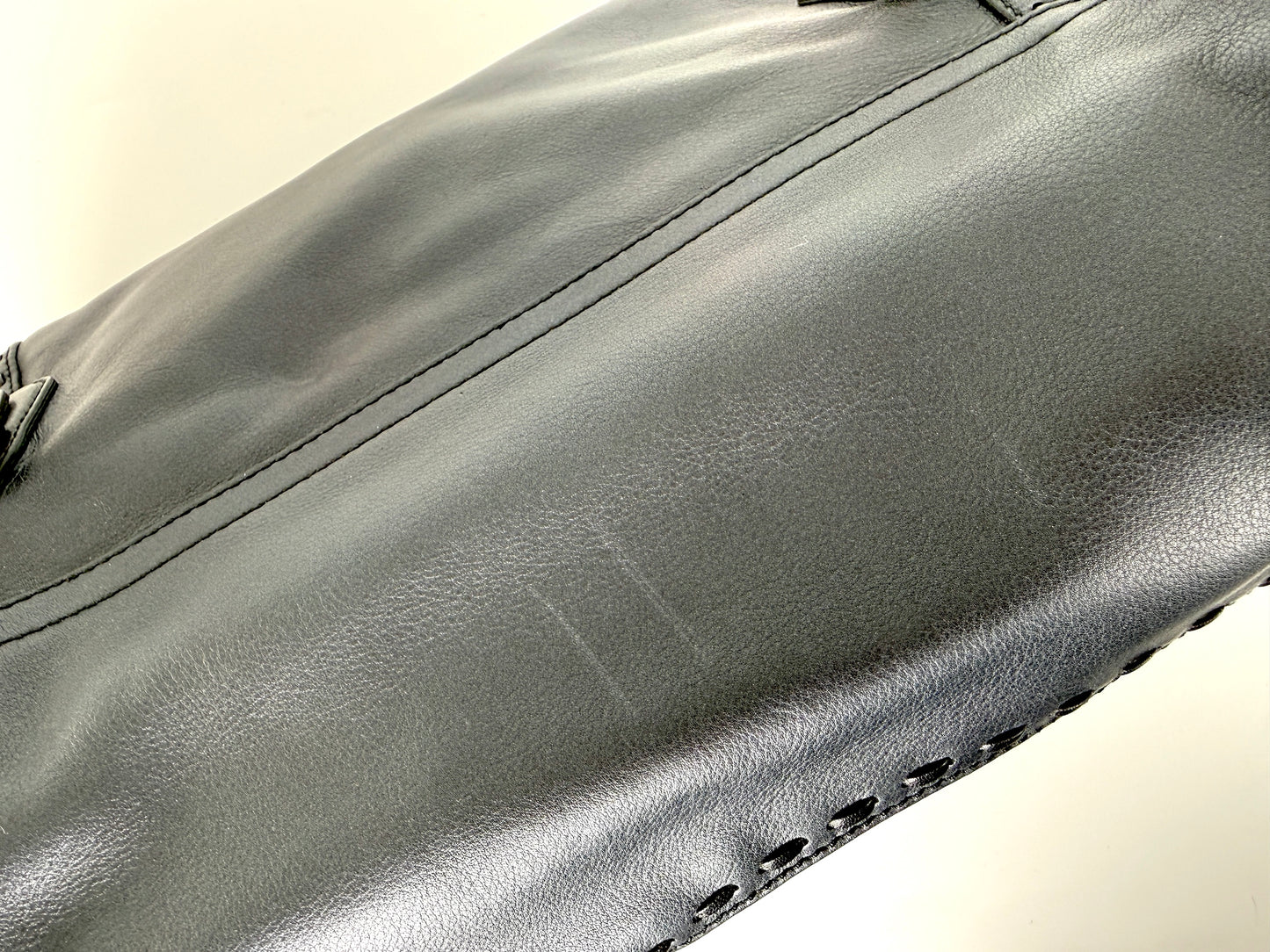 Salvatore Ferragamo Gancini Black Whipstitch Leather Top Handle Crossbody Tote Bag