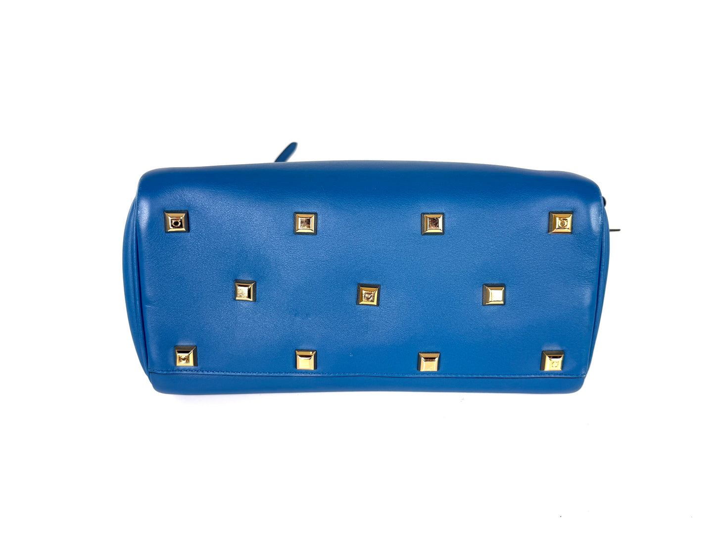 Salvatore Ferragamo Studio Gancini Blue Leather Top Handle Crossbody Tote Bag