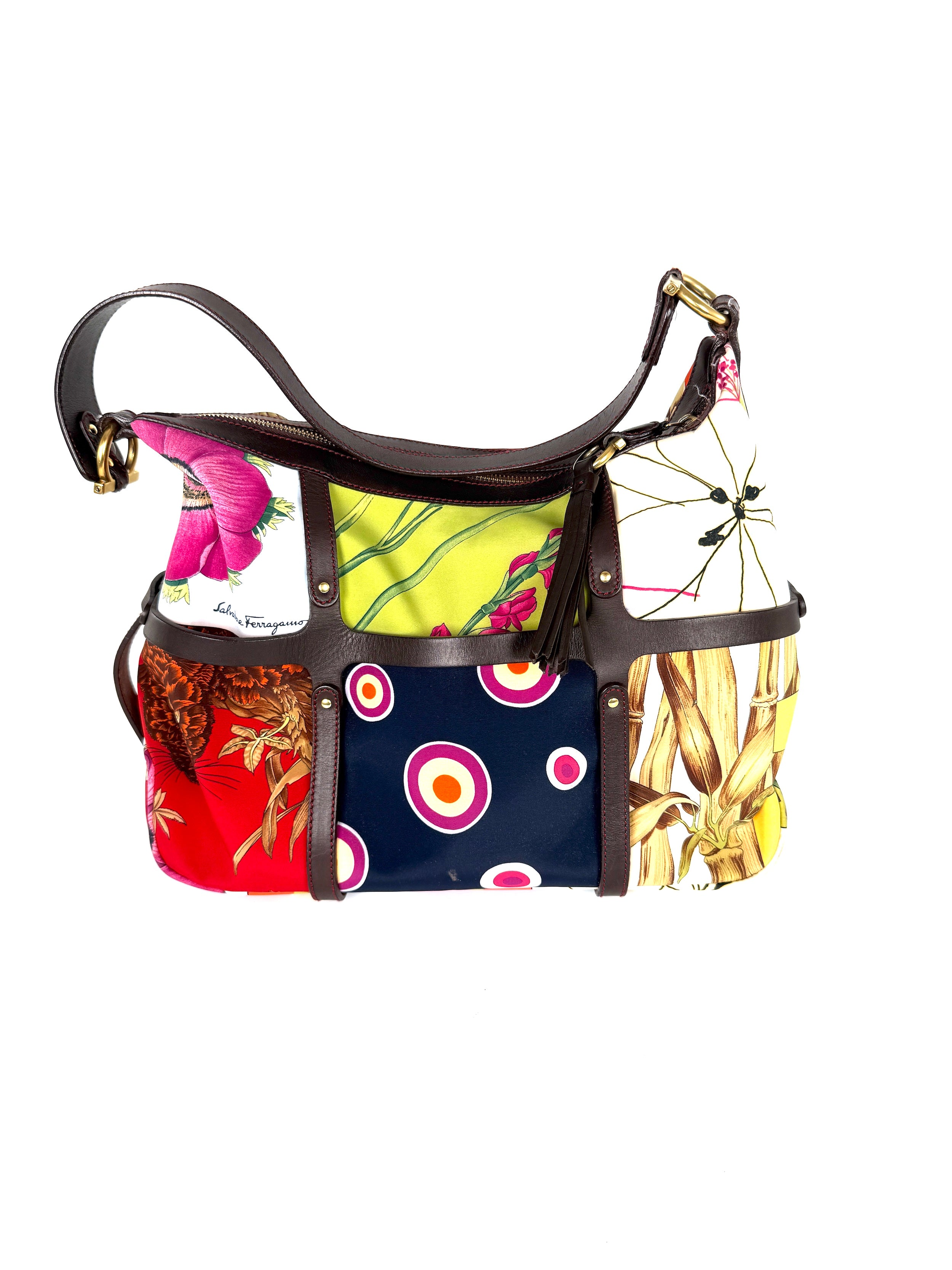 Salvatore Ferragamo レオパードプリント バッグ Salvatore Ferragamo Fiera Leopard Fabric Multicolor Print Shoulder