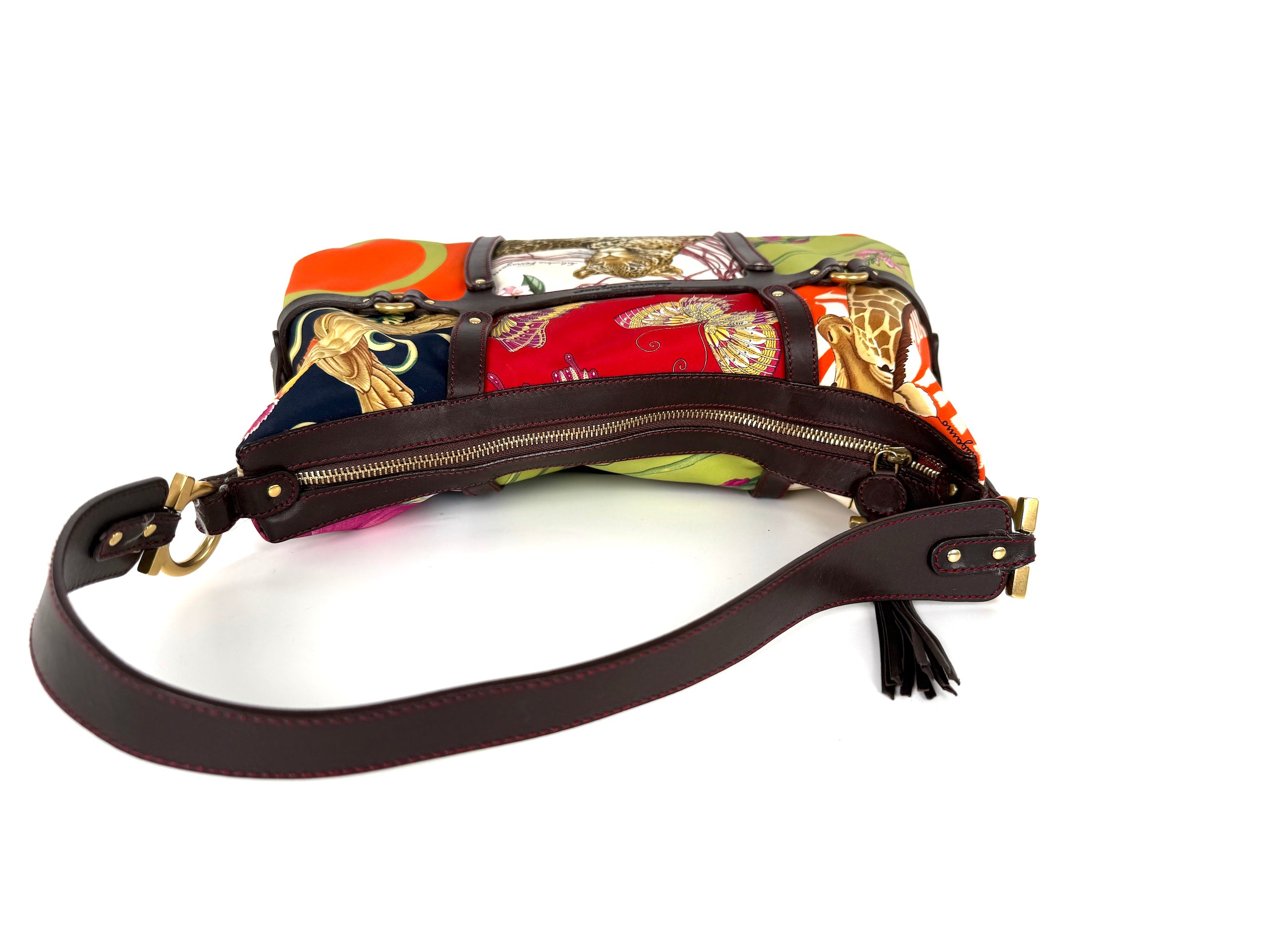 Salvatore Ferragamo Fiera Leopard Fabric Multicolor Print Shoulder