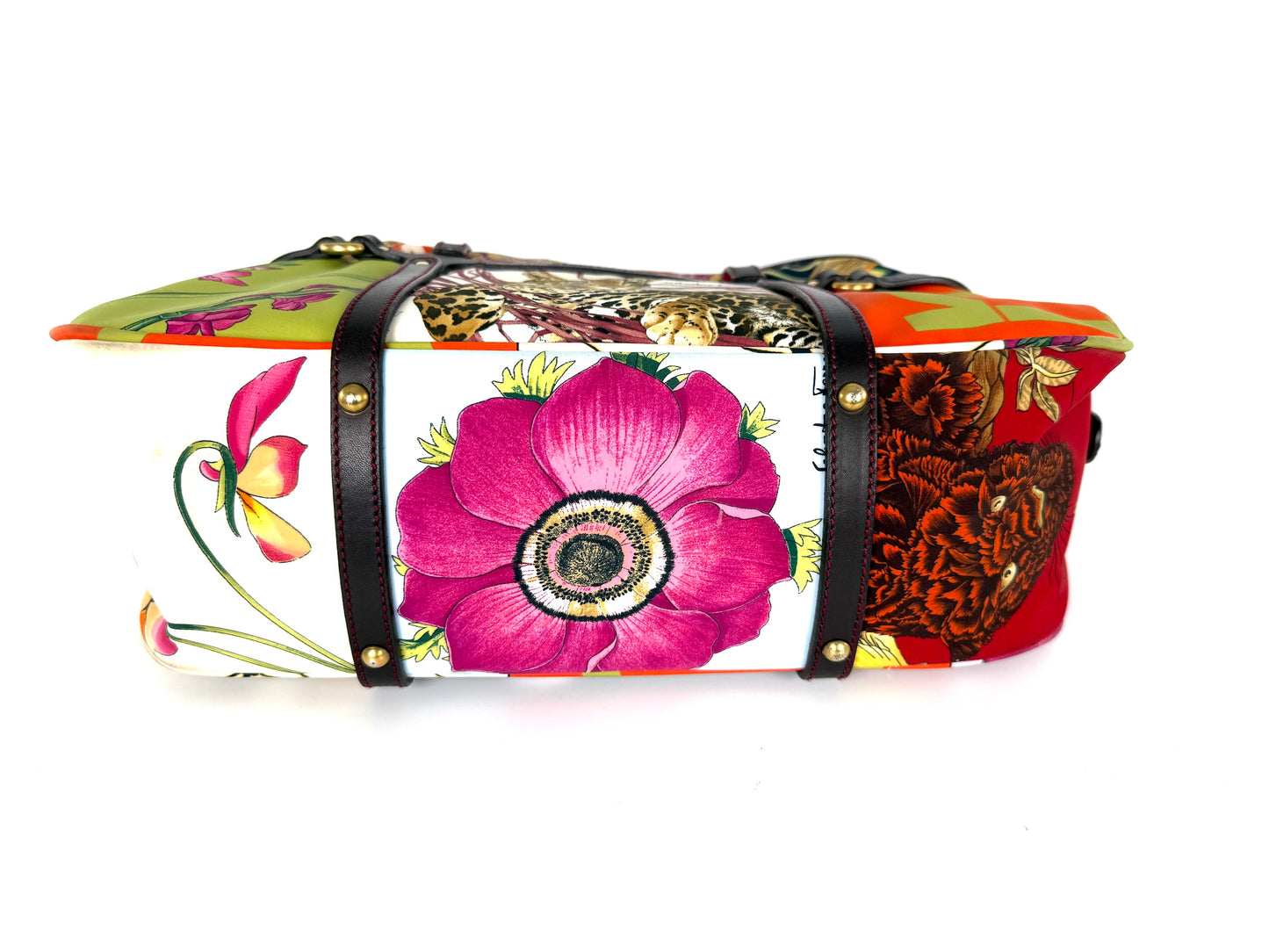 Salvatore Ferragamo Fiera Leopard Fabric Multicolor Print Shoulder Bag