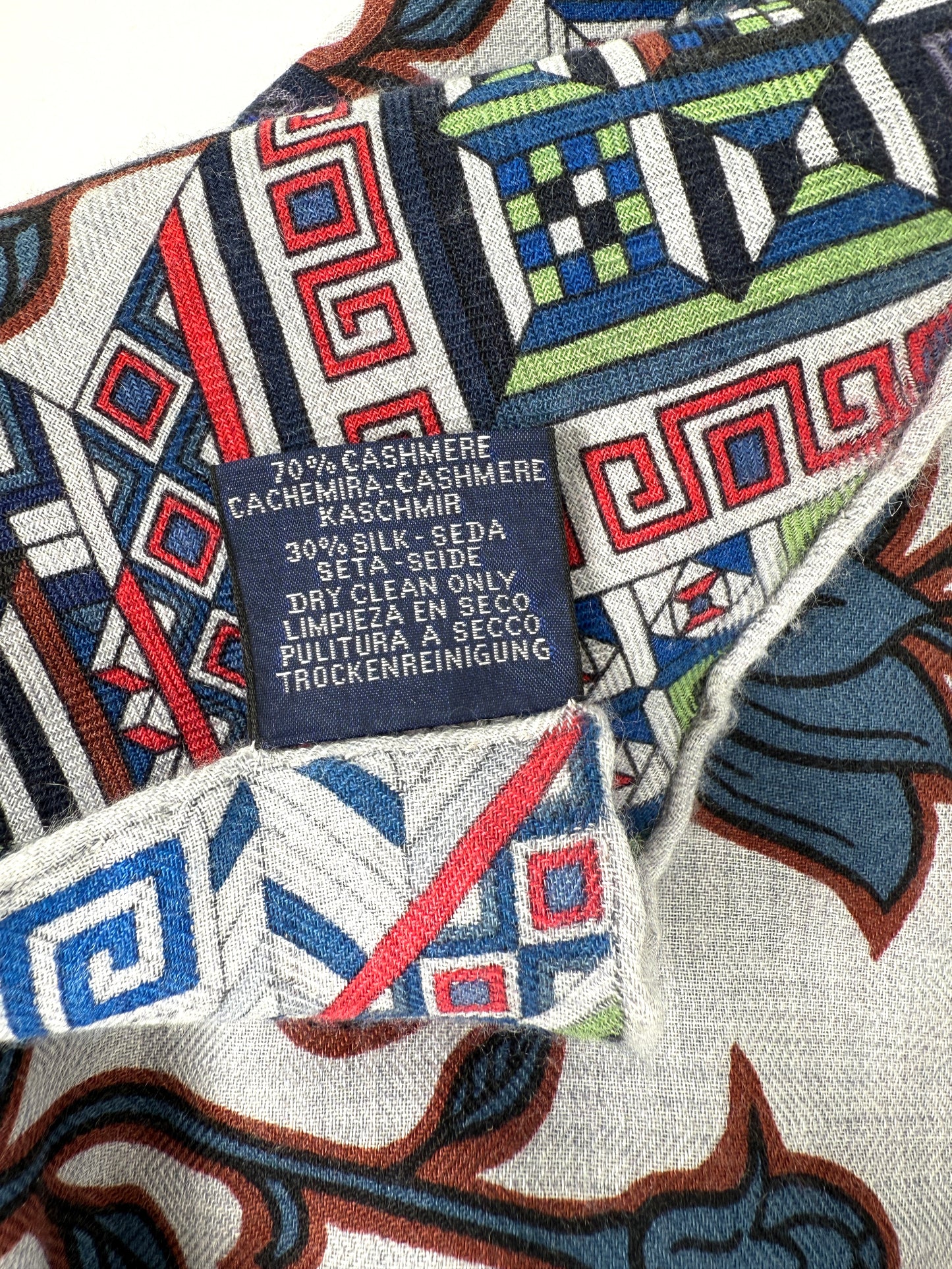 HERMES Le Jaguar Et Le Colibri Gris Chine Bleu Acajou Cashmere 140 Shawl Scarf
