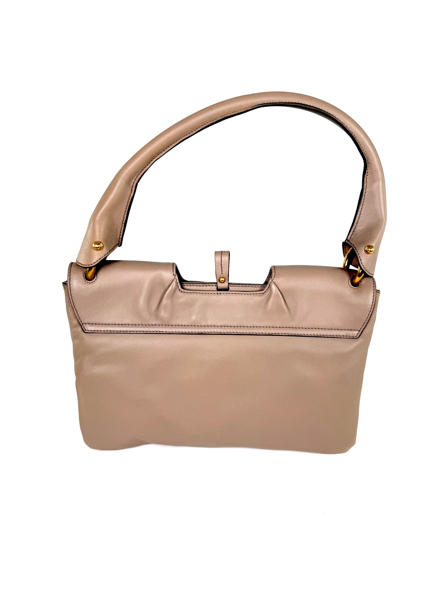 Salvatore Ferragamo Taupe Leather Whipstitch Shoulder Bag