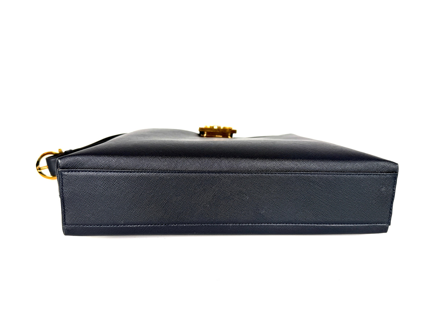 Salvatore Ferragamo Hammered Calfskin Trifolio Gancini Dark Navy Leather Shoulder Bag