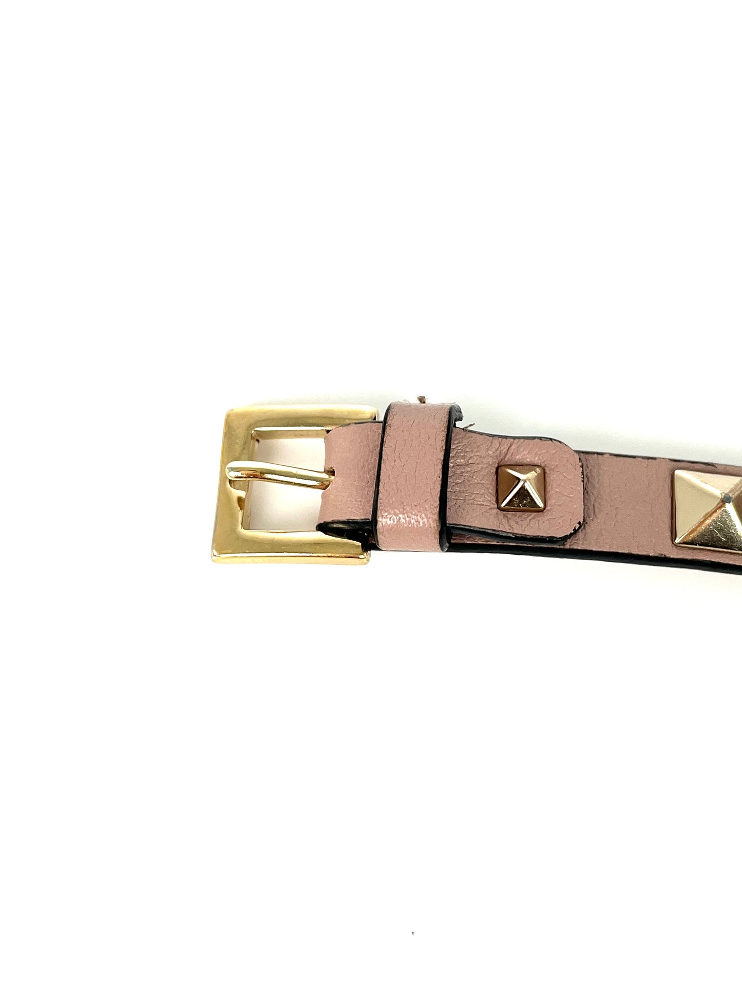 Valentino Poudre Beige Rockstud Leather Bracelet