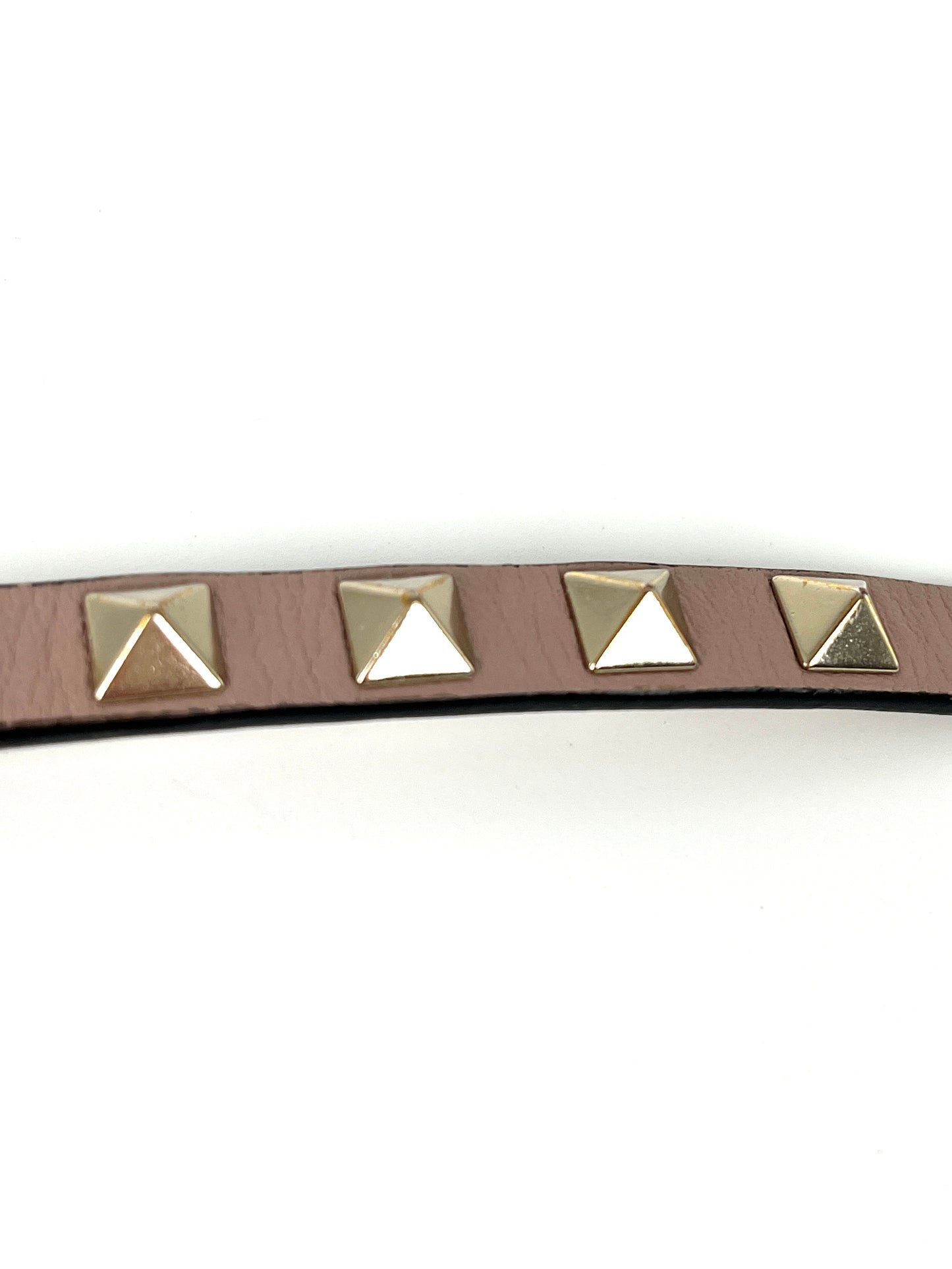 Valentino Poudre Beige Rockstud Leather Bracelet