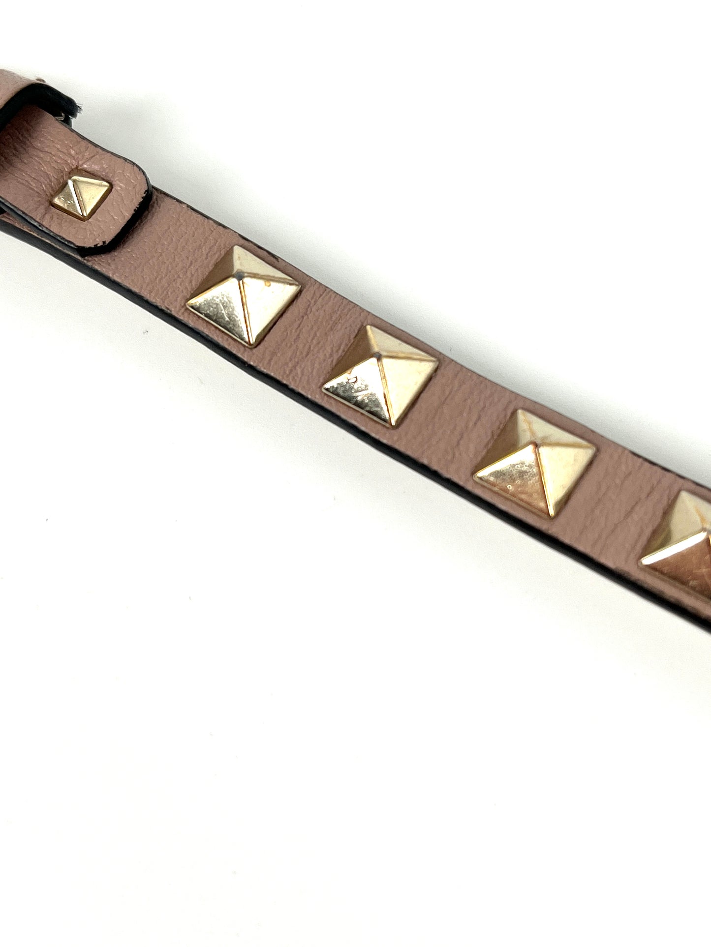 Valentino Poudre Beige Rockstud Leather Bracelet