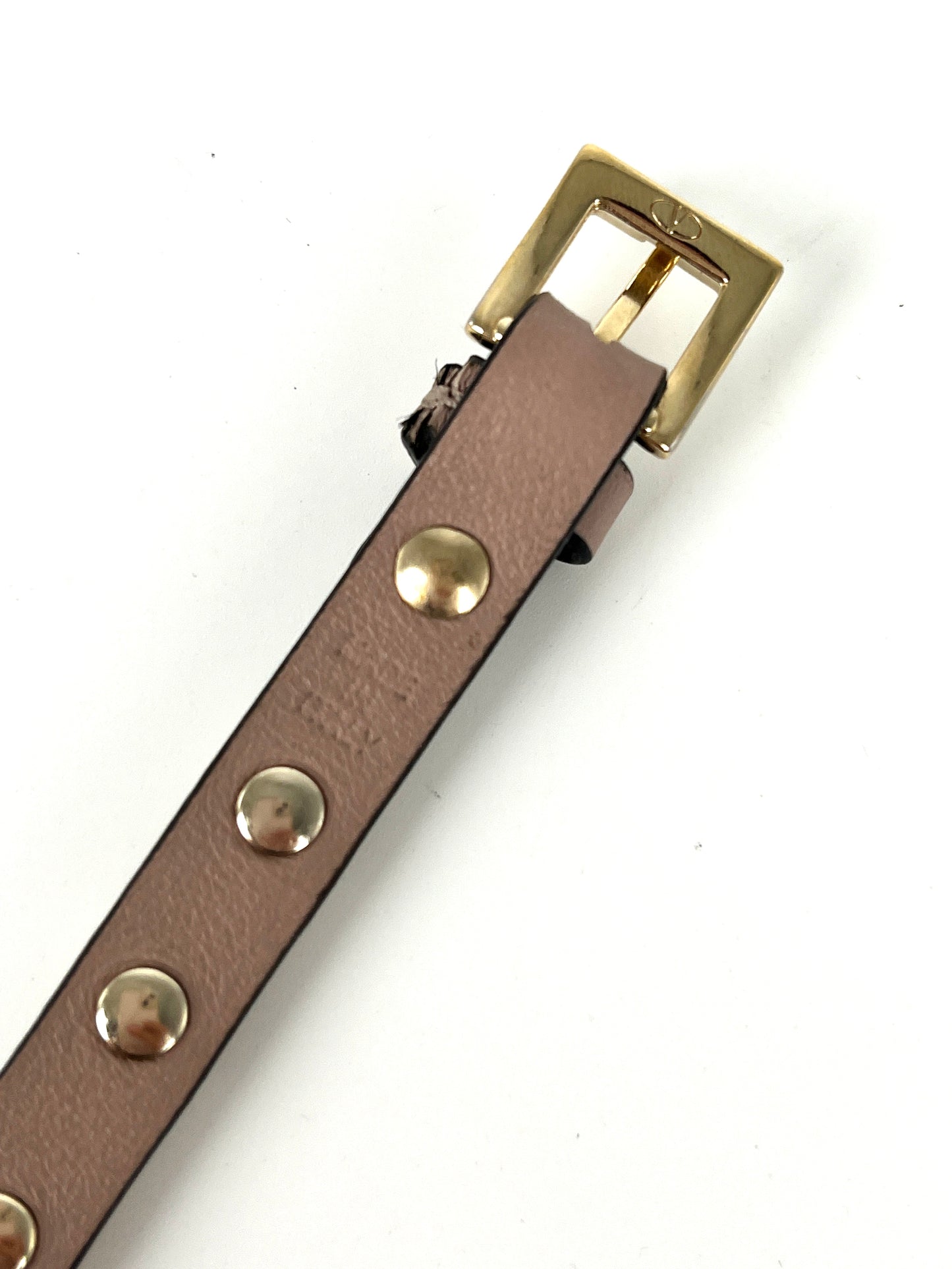 Valentino Poudre Beige Rockstud Leather Bracelet