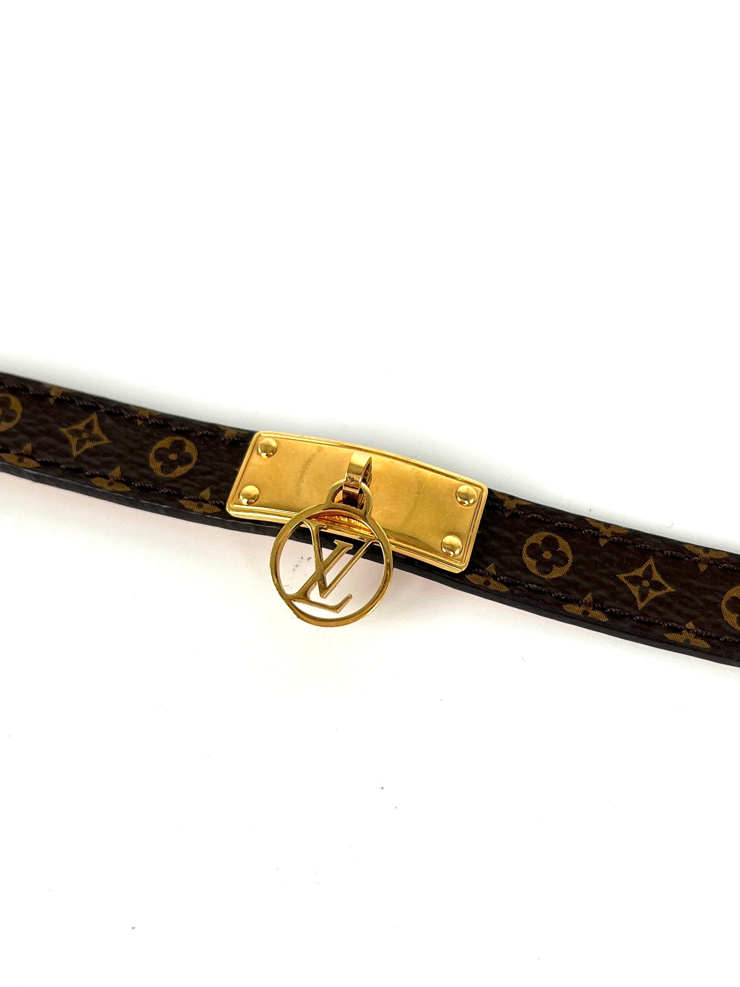 Louis Vuitton Logomania Monogram Canvas Leather Logo Bracelet 17