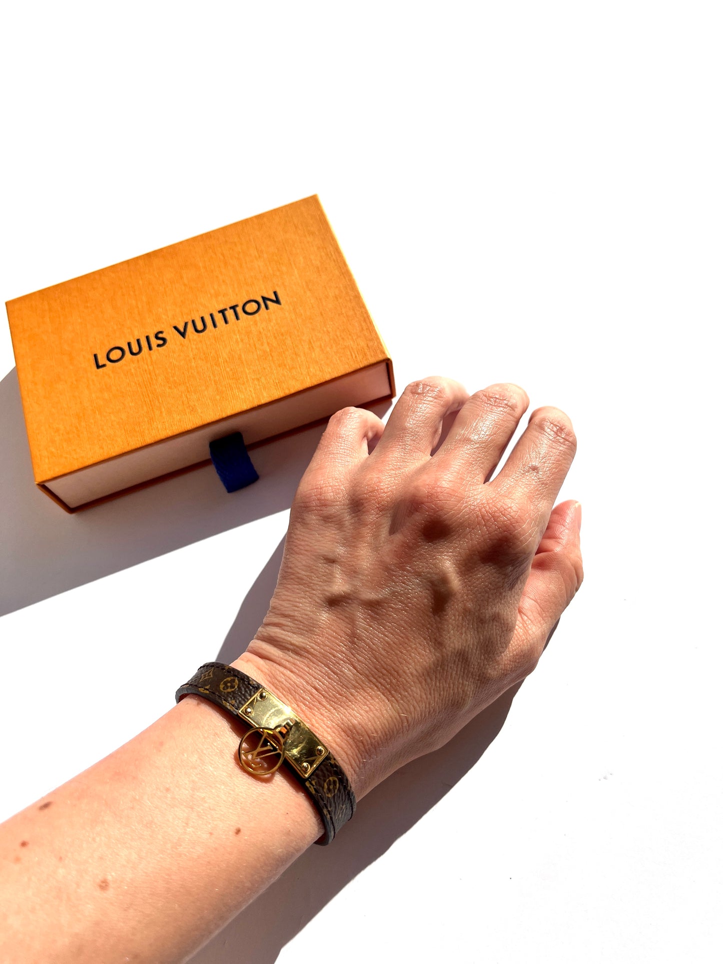 Louis Vuitton Logomania Monogram Canvas Leather Logo Bracelet 17