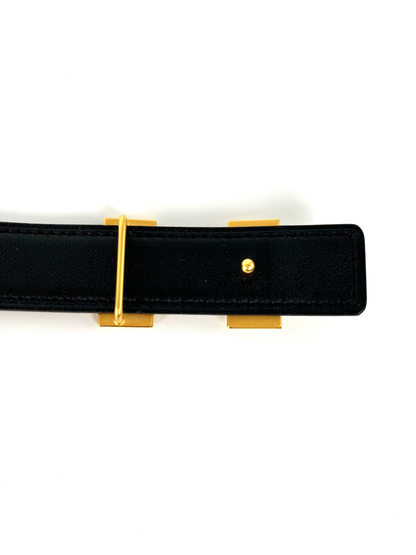 HERMES Mini H Reversible 24mm Gold Black Leather Belt Kit 85