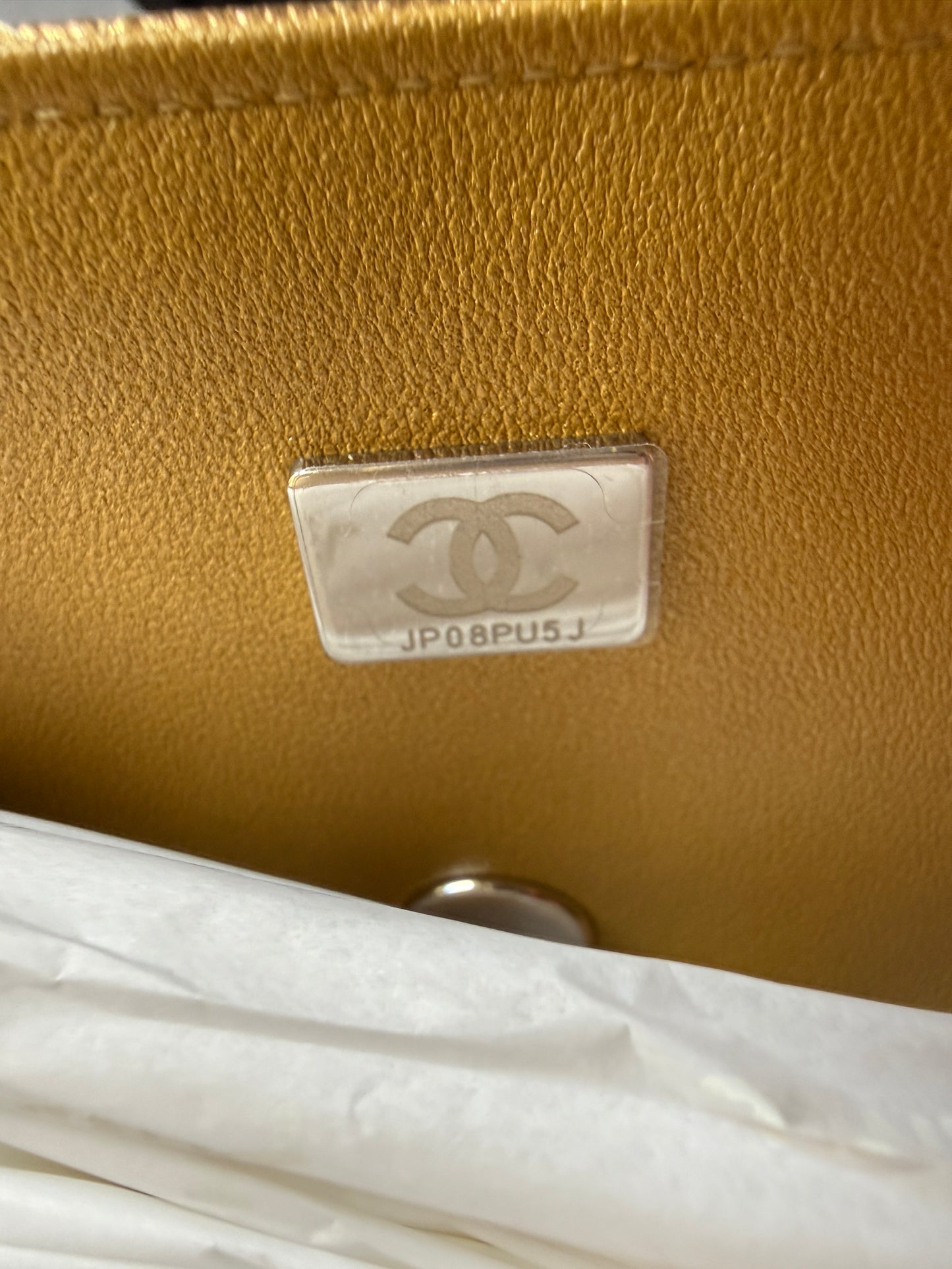 Chanel Long Gold Top Handle Quilted Caviar Leather Clutch Crossbody Bag