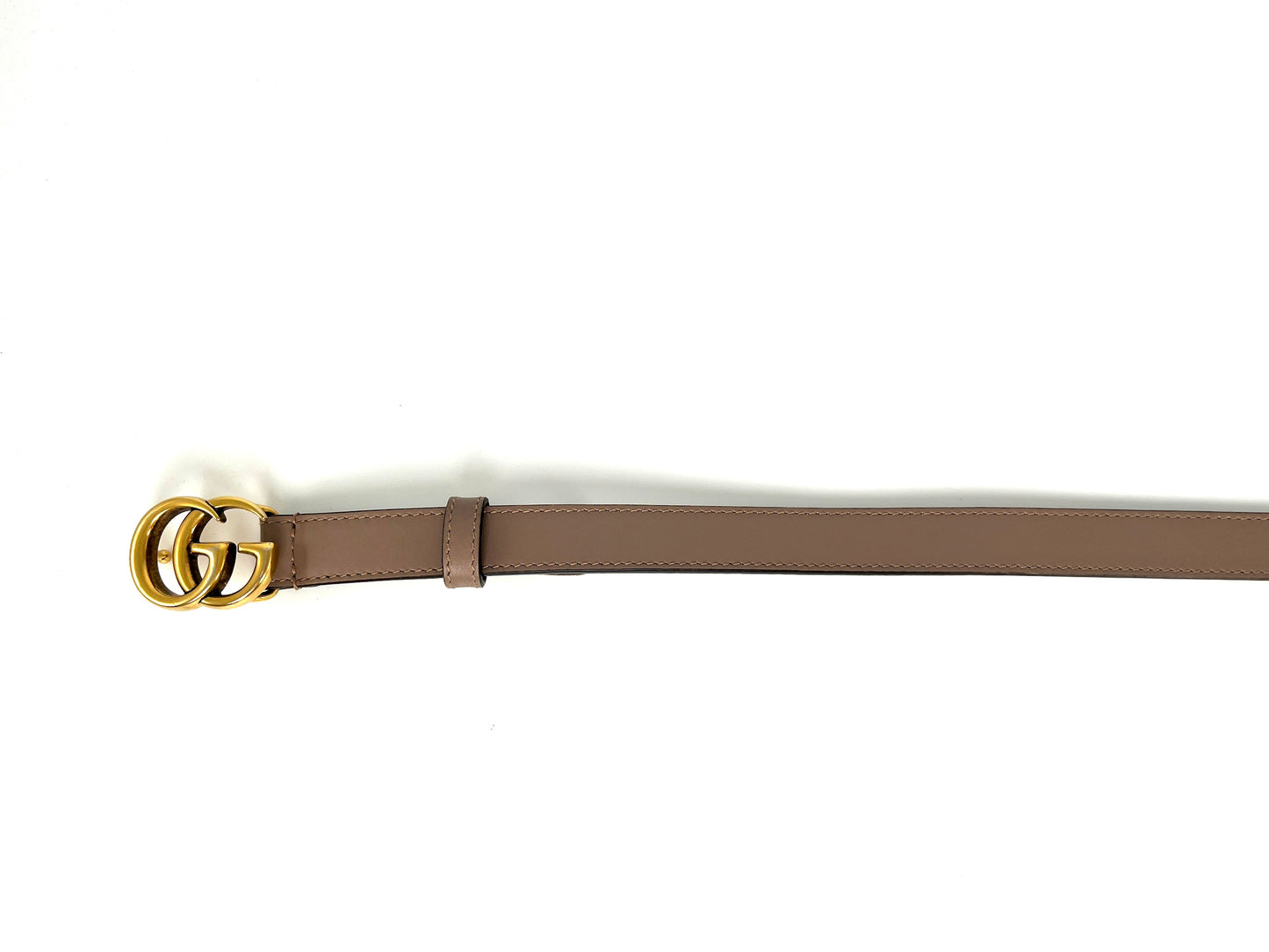 GUCCI Marmont Taupe Leather Double GG .8” Thin Skinny Belt 85 34