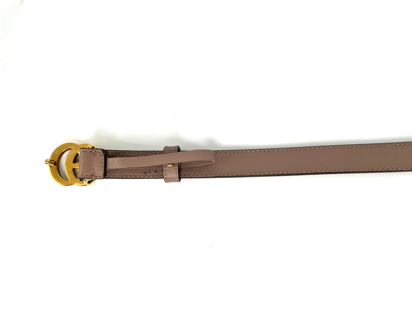 GUCCI Marmont Taupe Leather Double GG .8” Thin Skinny Belt 85 34