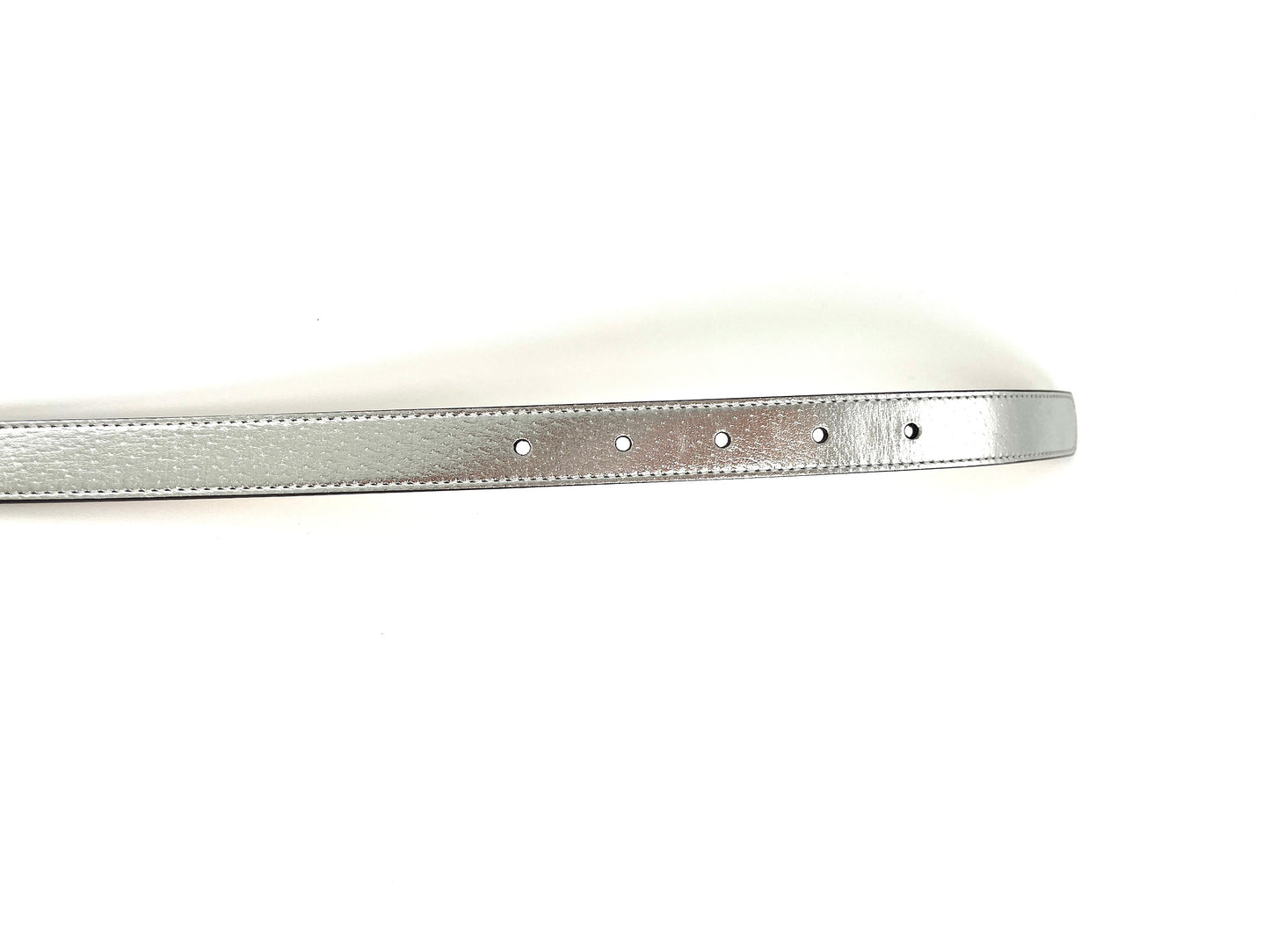 GUCCI Marmont Silver Leather Double GG .8” Thin Skinny Belt 80 32