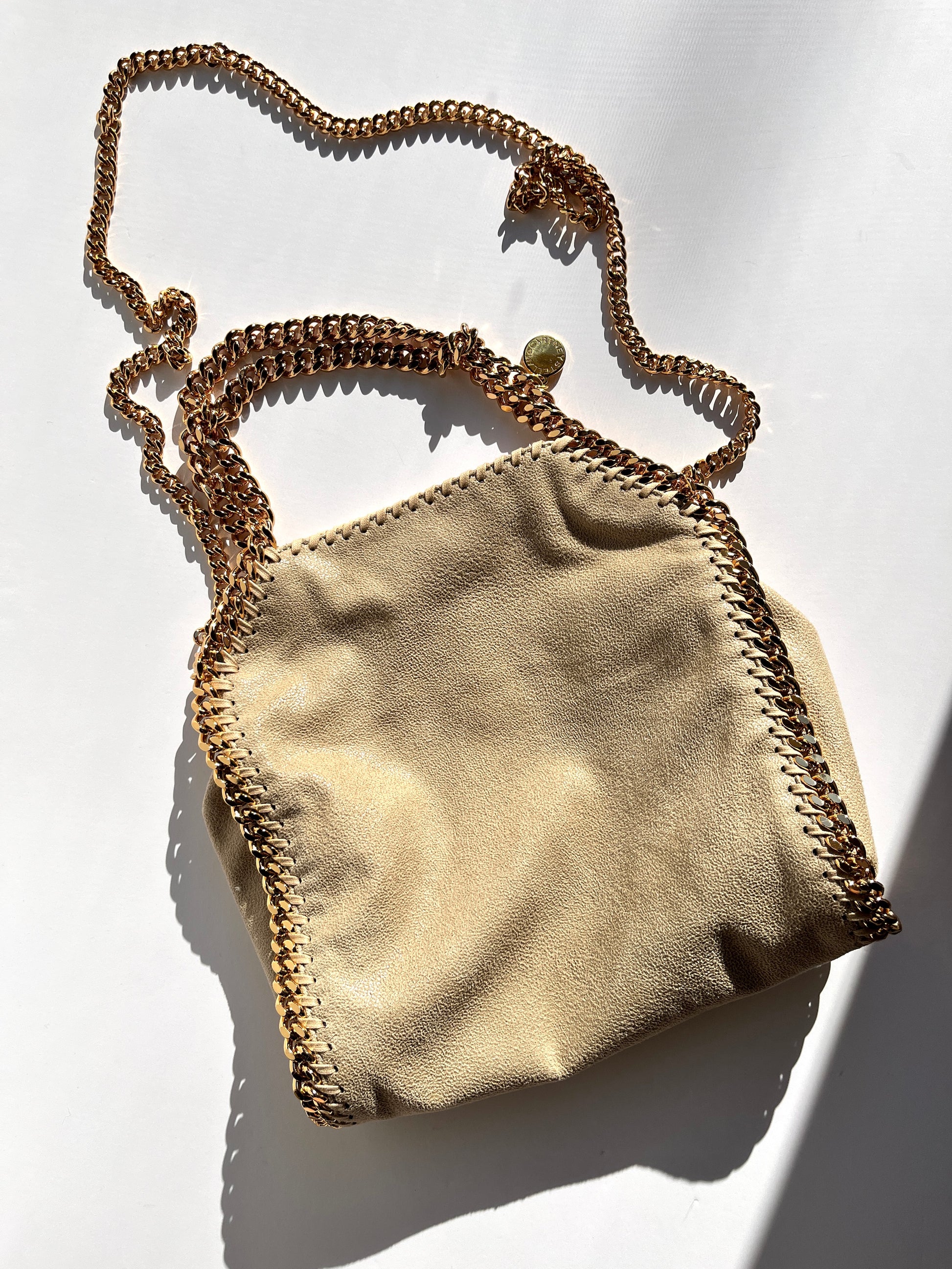 STELLA MCCARTNEY Falabella Mini Beige Gold Hardware Tote Bag