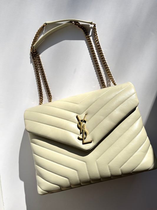 Saint Laurent YSL LouLou Envelope Vintage White Shoulder Quilted Crossbody Bag