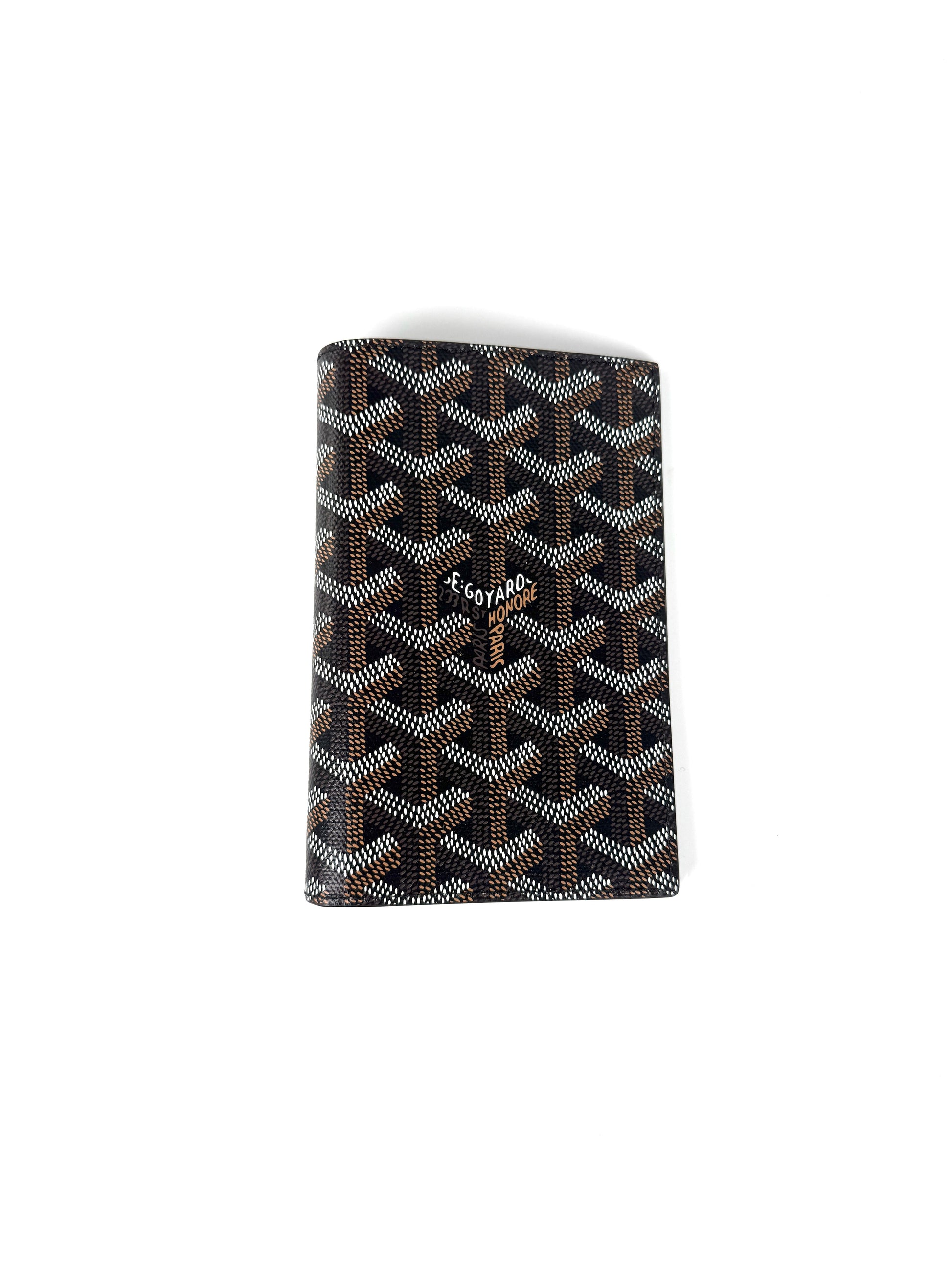 GOYARD Goyardine Grenelle Black Passport Case Cover Card Holder New