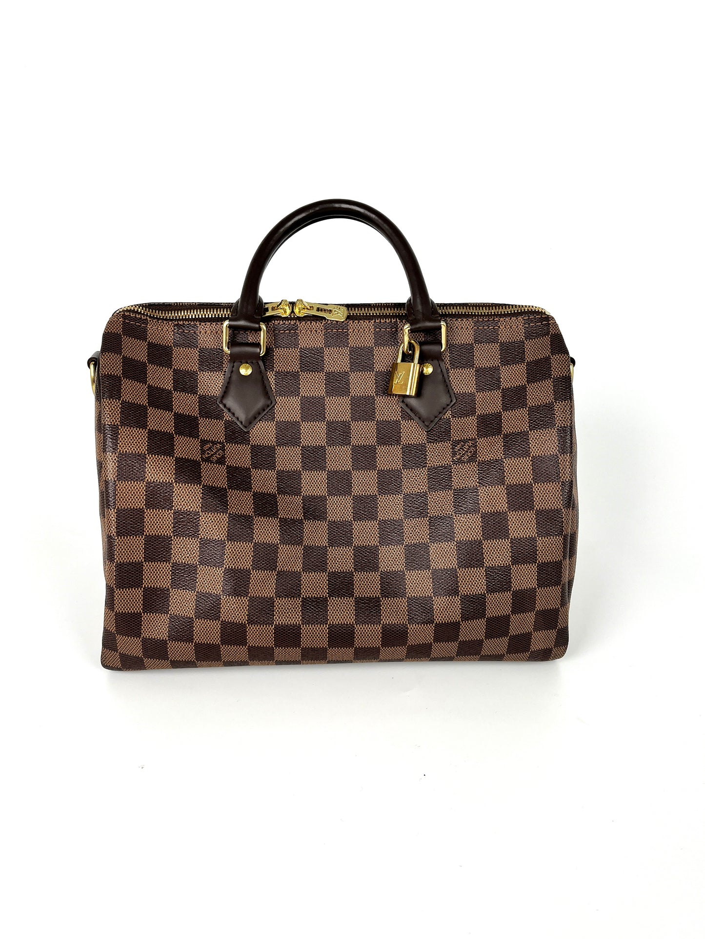 LOUIS VUITTON Speedy Bandouliere 30 Damier Ebene Brown Satchel Crossbody Bag