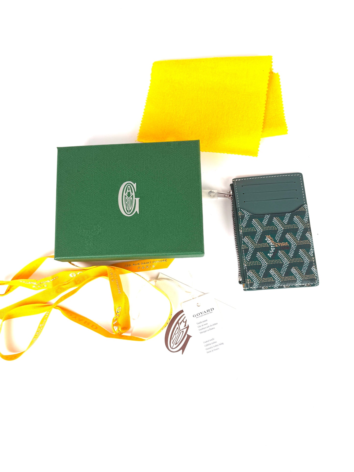 GOYARD Goyardine Bourbon Green Zipped Card Holder New
