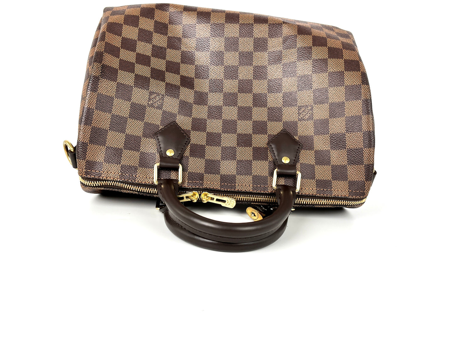 LOUIS VUITTON Speedy Bandouliere 30 Damier Ebene Brown Satchel Crossbody Bag