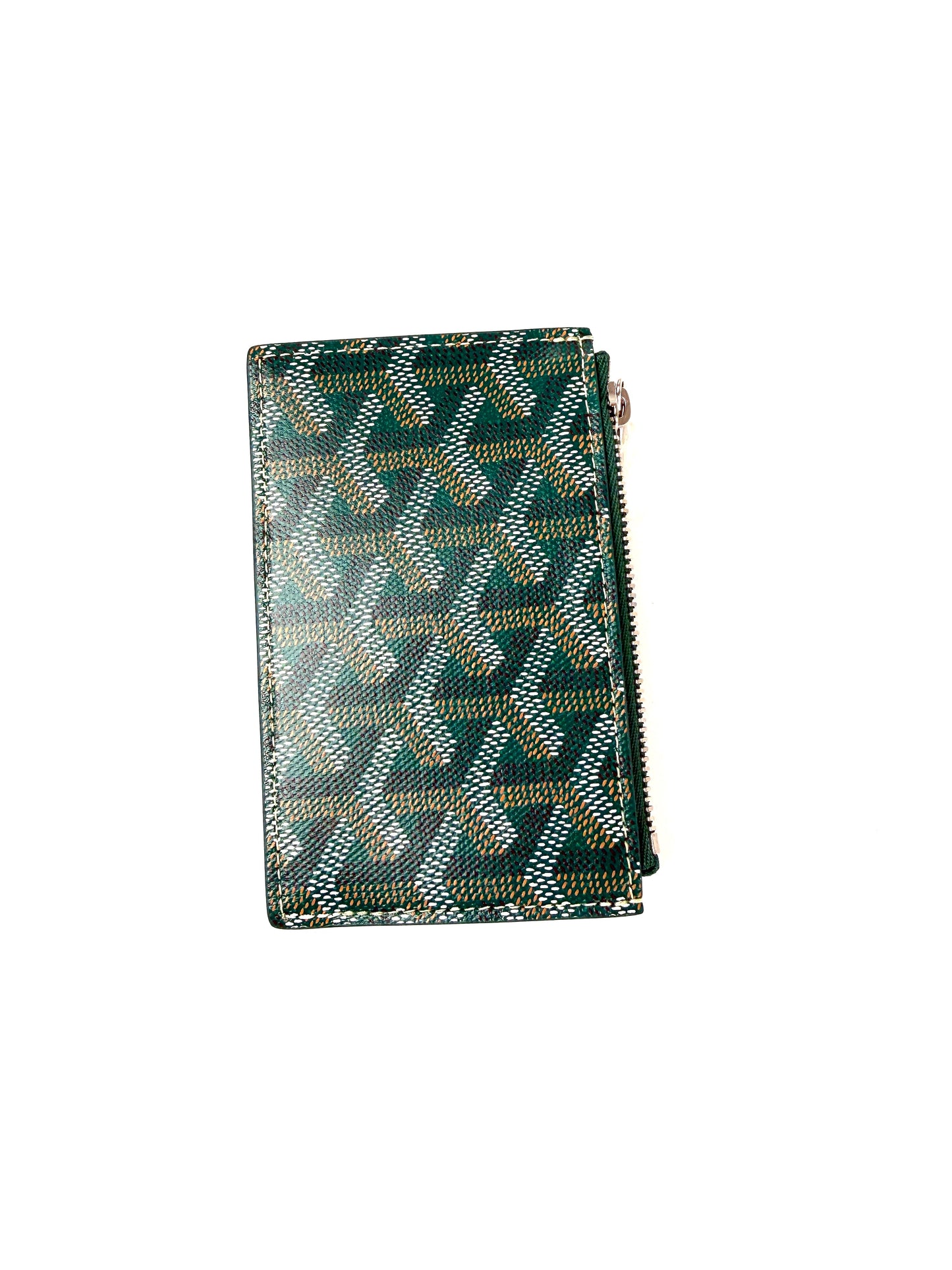 GOYARD Goyardine Bourbon Green Zipped Card Holder New