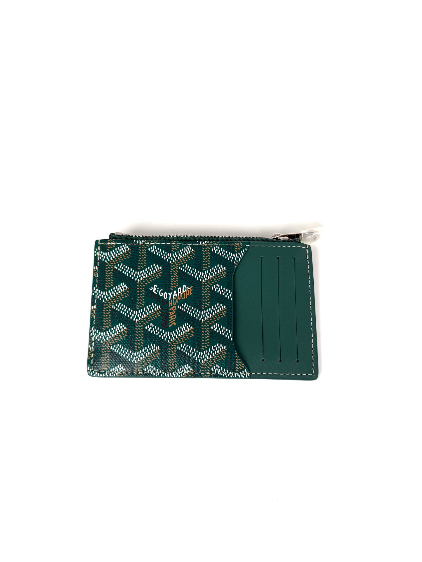 GOYARD Goyardine Bourbon Green Zipped Card Holder New