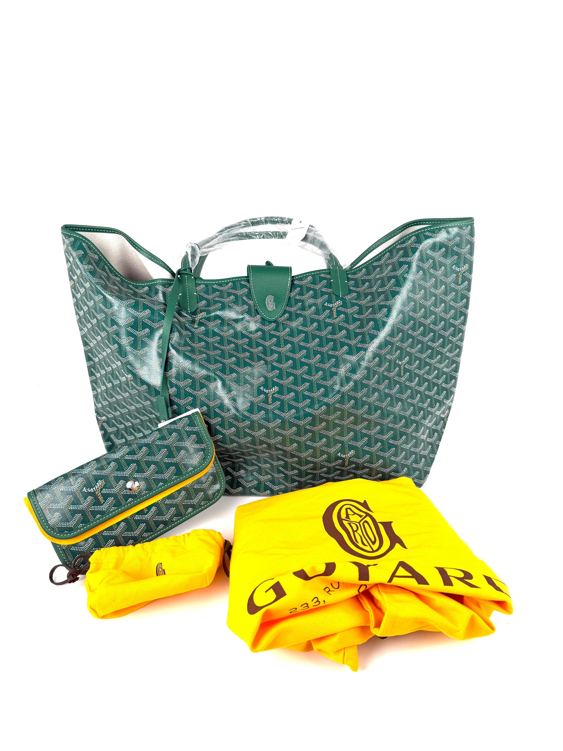 GOYARD Goyardine Saint Louis GM Green Tote Bag with Pouch New