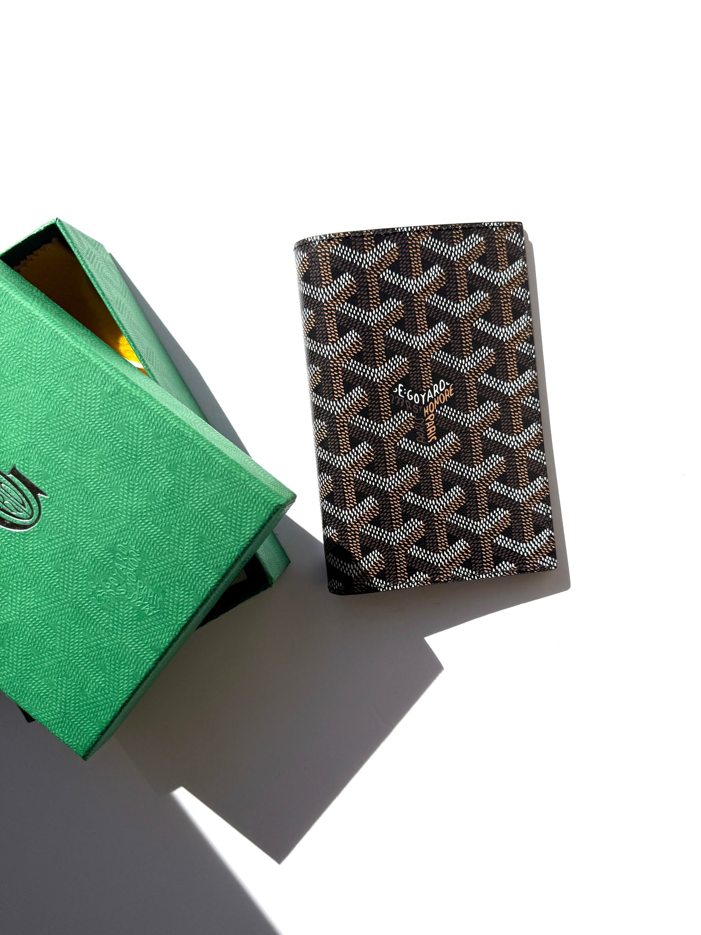 GOYARD Goyardine Grenelle Black Passport Case Cover Card Holder New