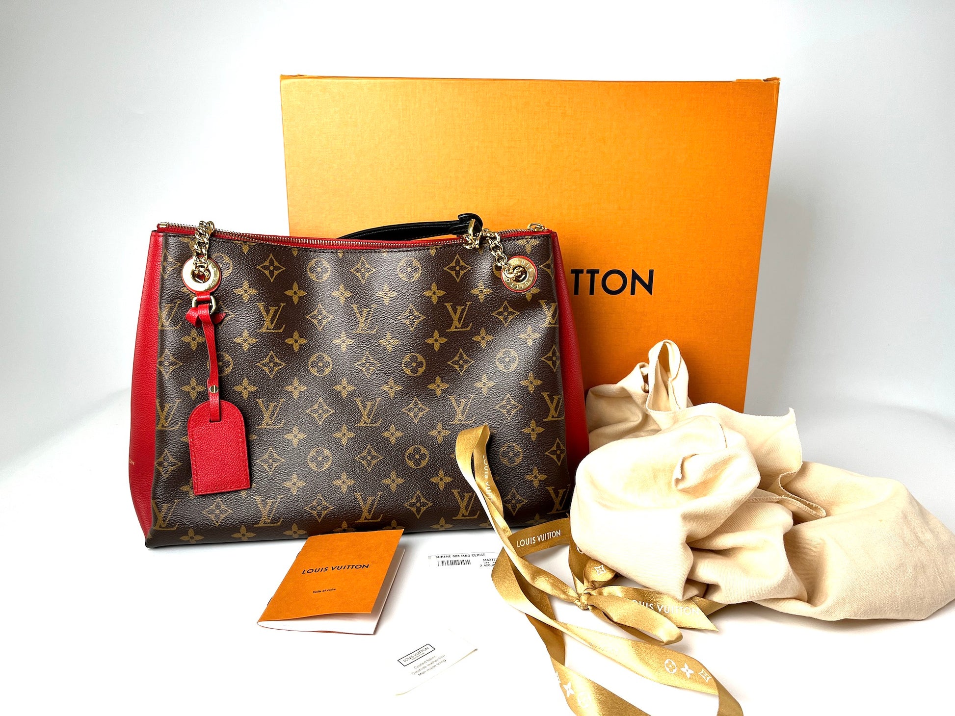 Louis Vuitton Surene MM Monogram Cerise Red Tote Bag