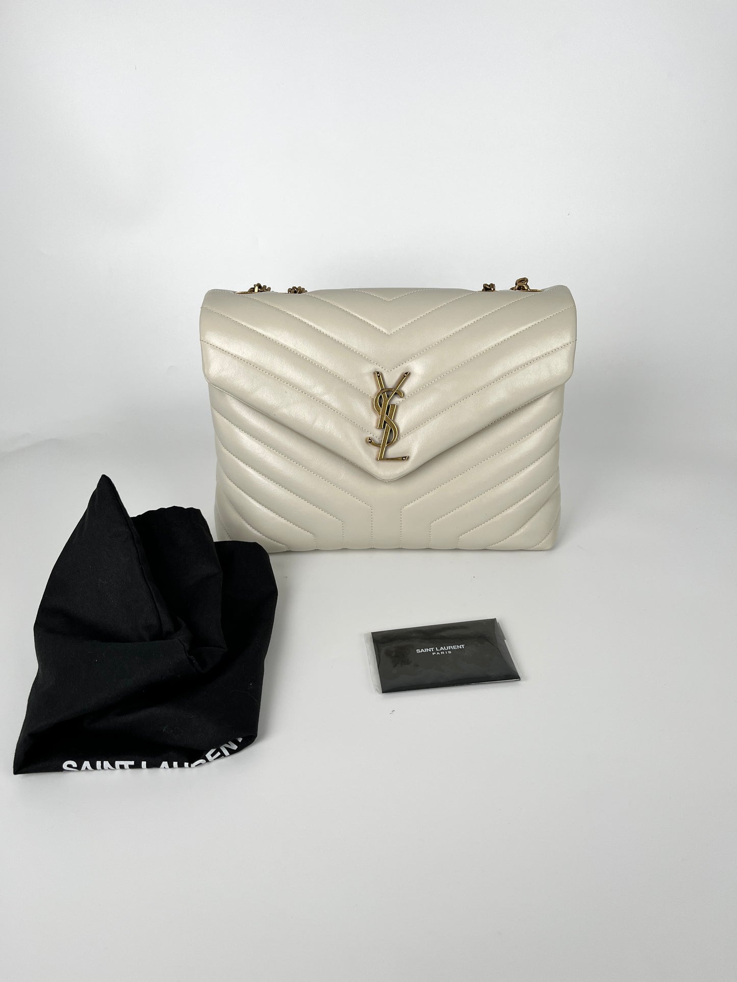 Saint Laurent YSL LouLou Envelope Vintage White Shoulder Quilted Crossbody Bag