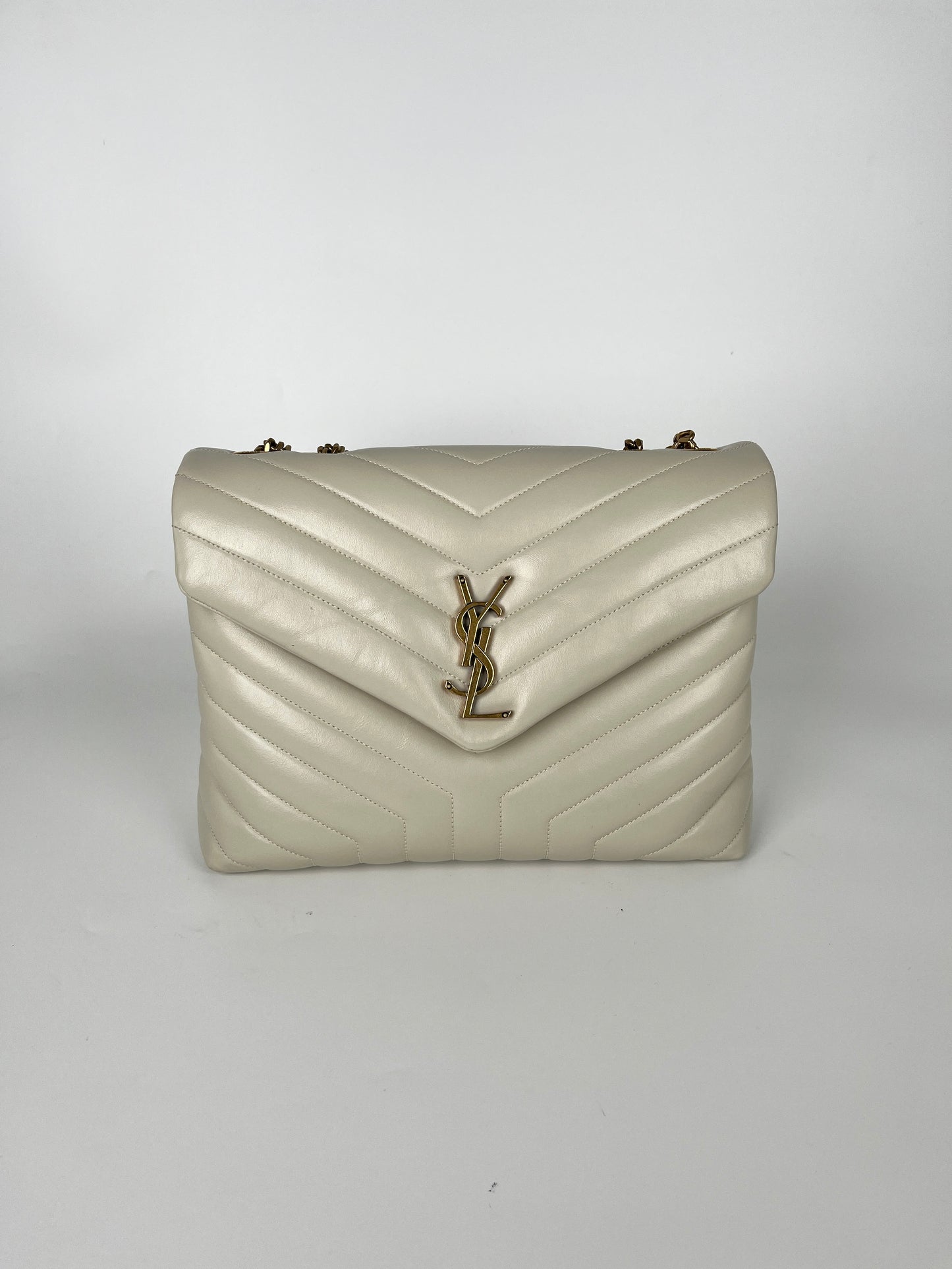 Saint Laurent YSL LouLou Envelope Vintage White Shoulder Quilted Crossbody Bag