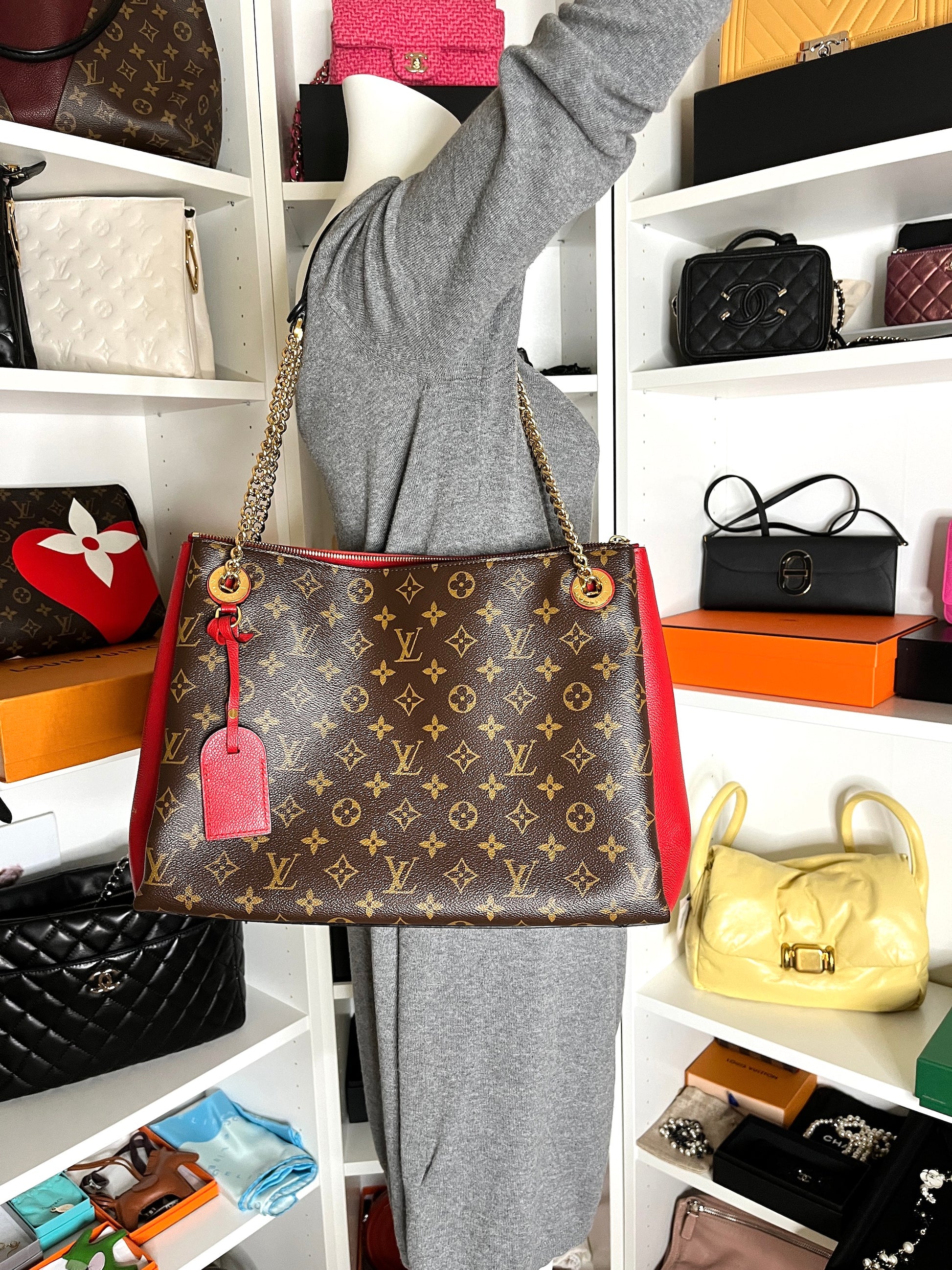 Louis Vuitton Surene MM Monogram Cerise Red Tote Bag