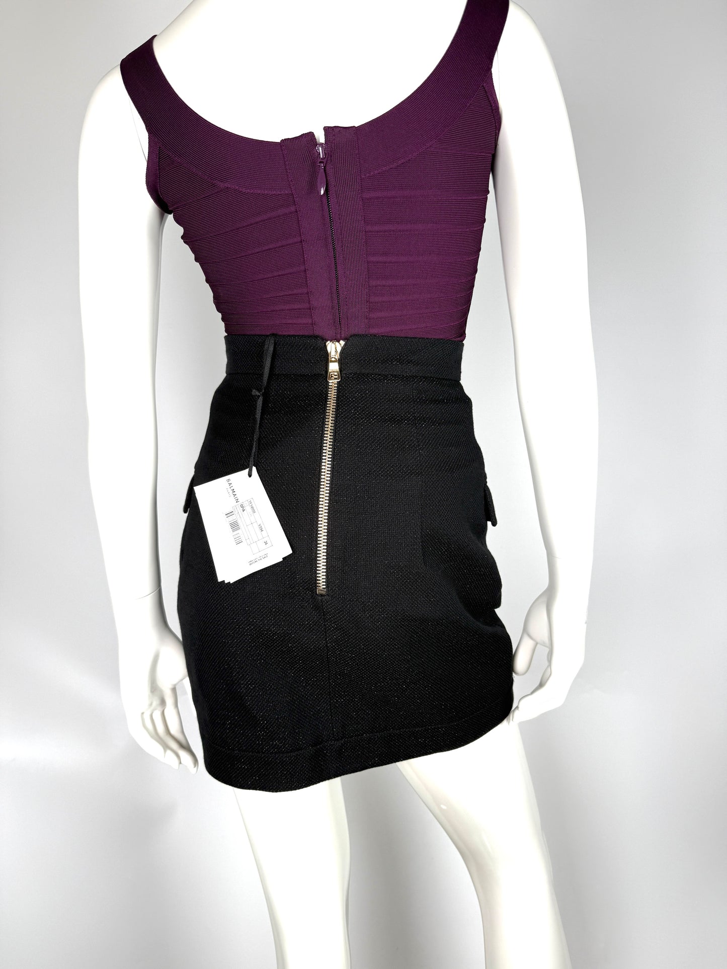 Balmain Black Gold Thread Short Skirt 34  2