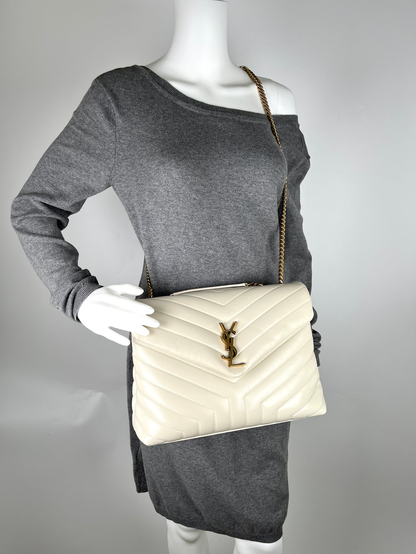 Saint Laurent YSL LouLou Envelope Vintage White Shoulder Quilted Crossbody Bag