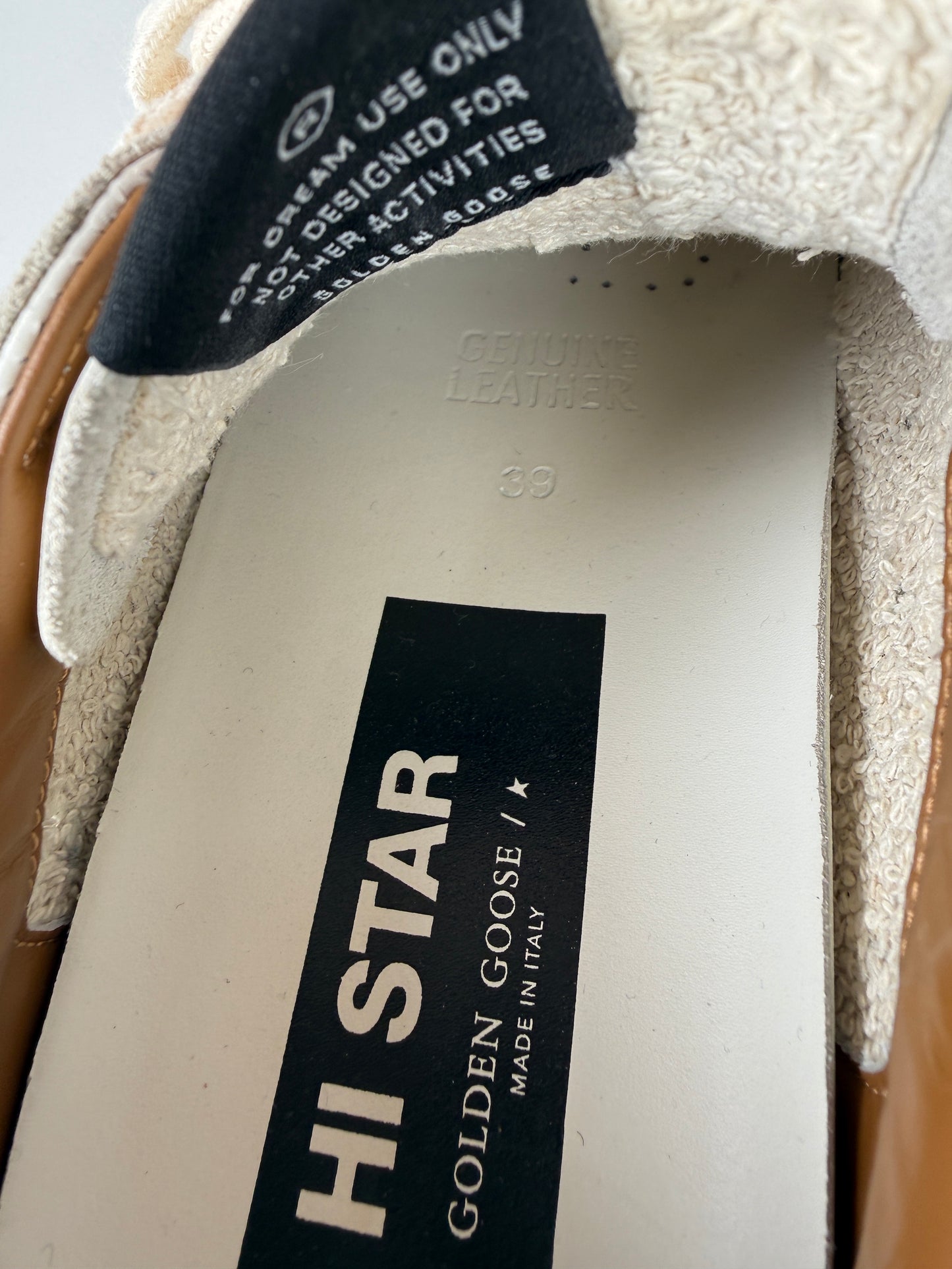 Golden Goose Hi Star White Gold Glitter Star Sneakers 39