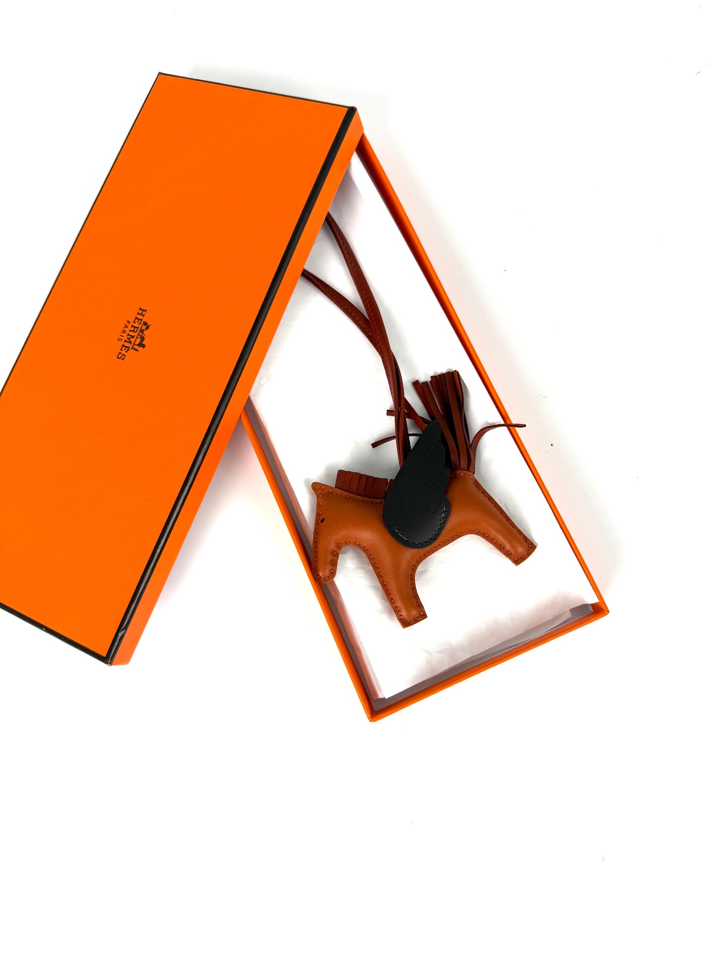 Hermes Pegase Rodeo Bag Charm PM Pain D’Epice, Moka and Sienna Milo Lambskin New 