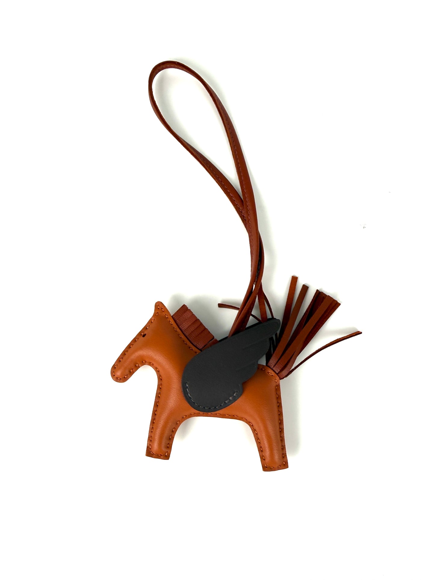 Hermes Pegase Rodeo Bag Charm PM Pain D’Epice, Moka and Sienna Milo Lambskin New 