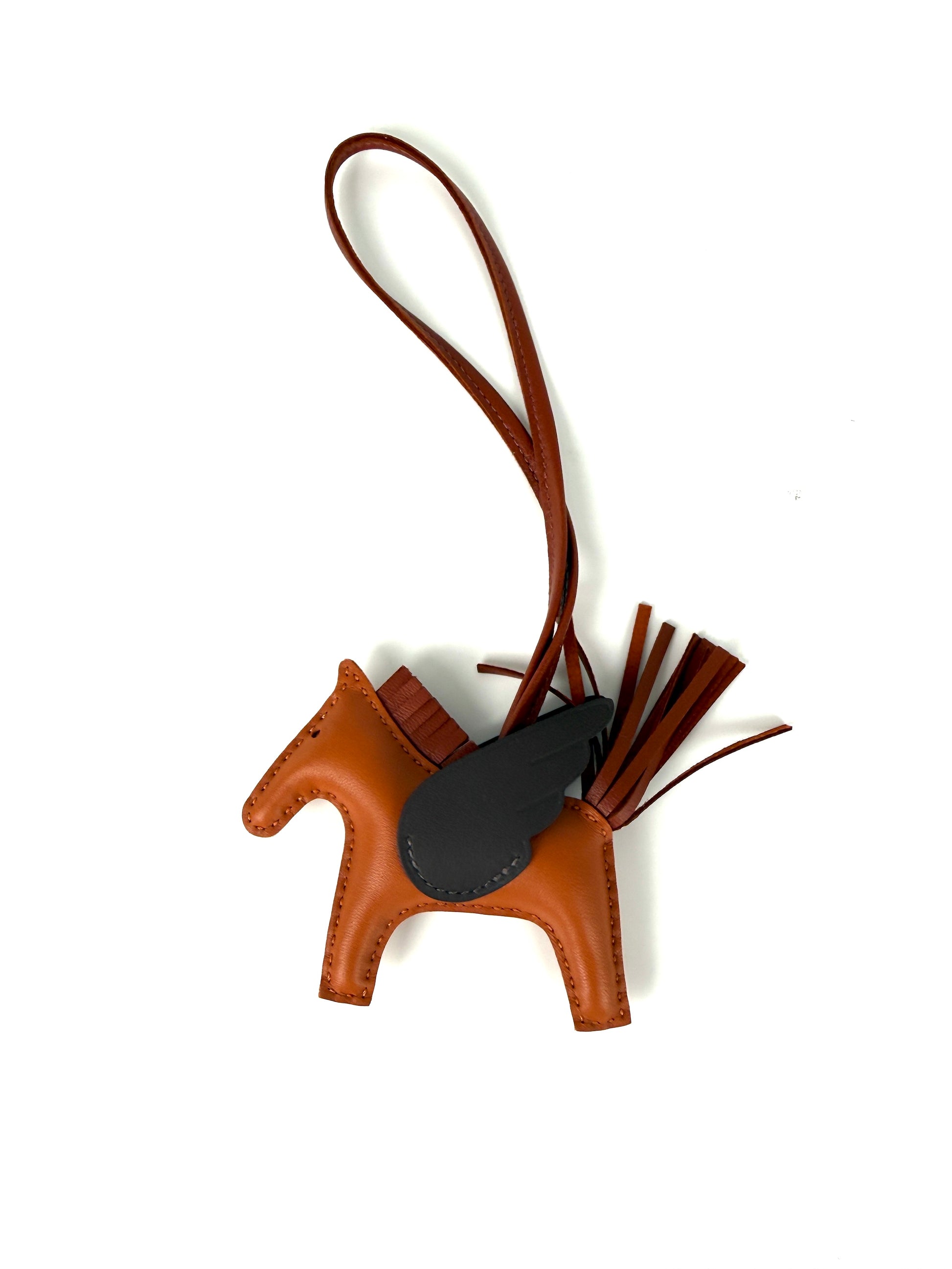 Hermes Pegase Rodeo Bag Charm PM Pain D’Epice, Moka and Sienna Milo Lambskin New 