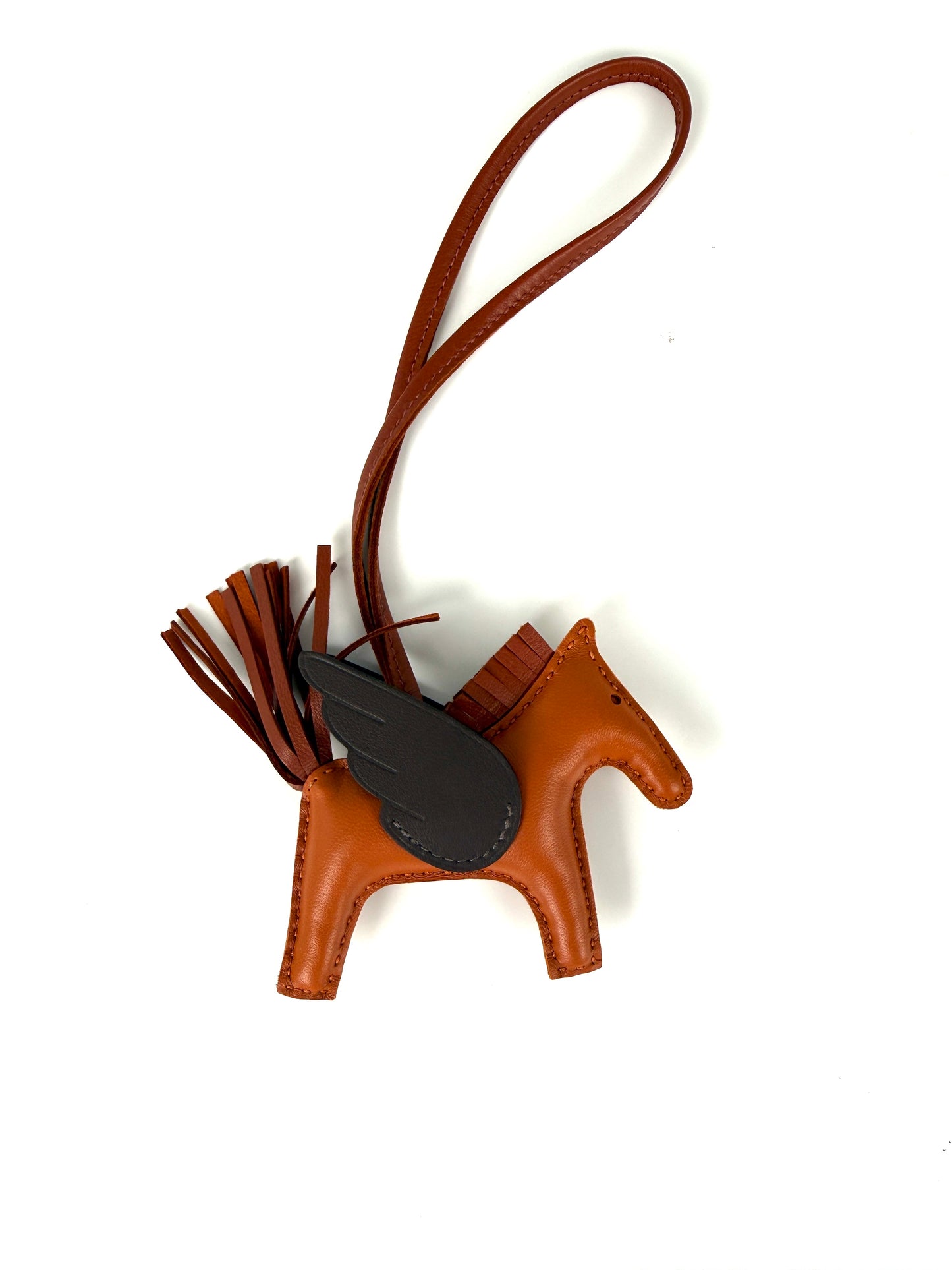 Hermes Pegase Rodeo Bag Charm PM Pain D’Epice, Moka and Sienna Milo Lambskin New