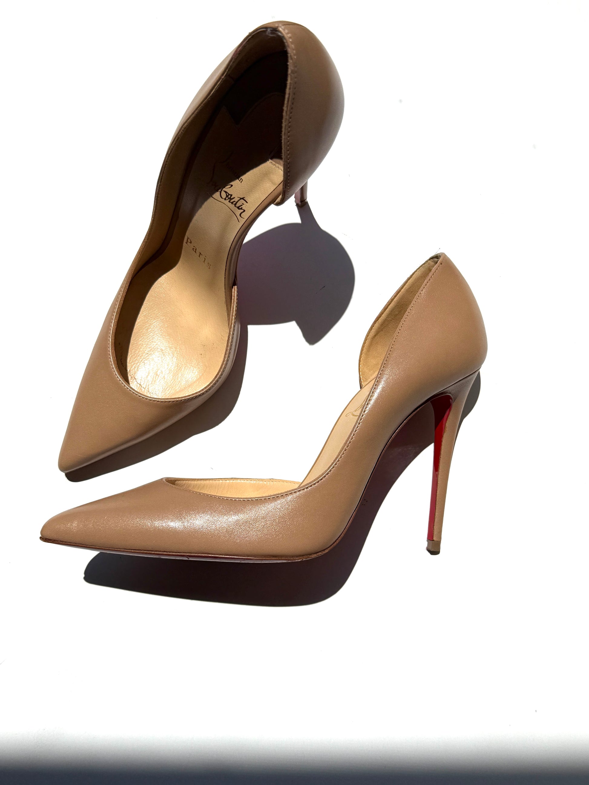 Christian Louboutin Neutral Iriza Nappa D’Orsay Leather Pumps Heels 36 5.5