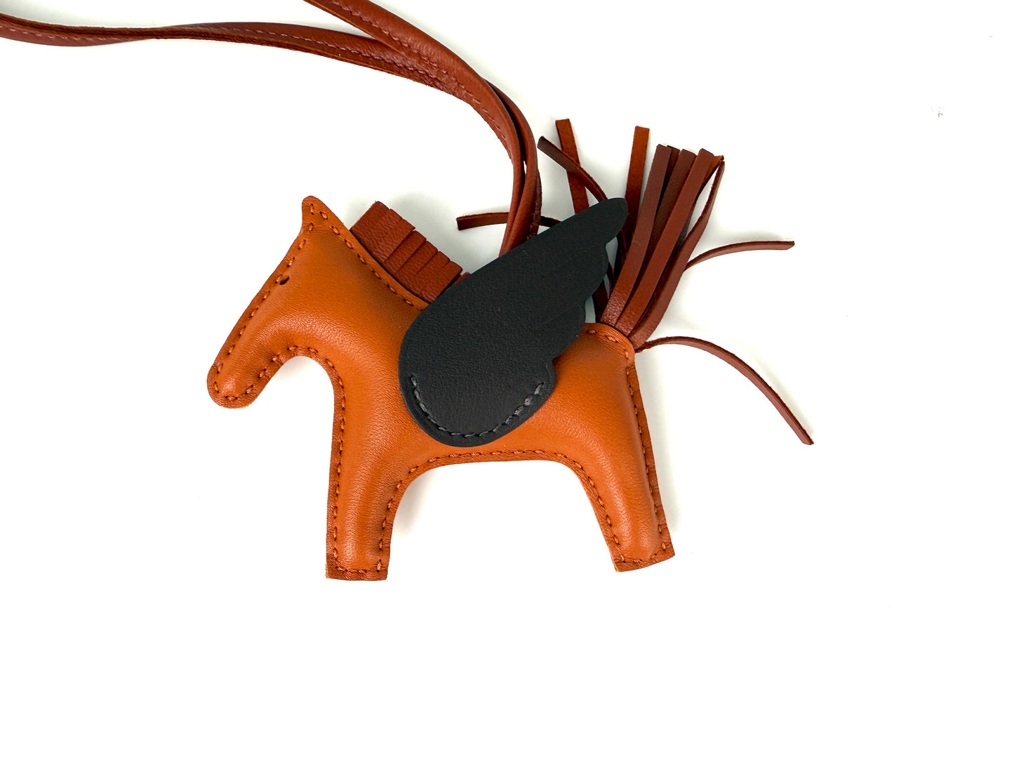 Hermes Pegase Rodeo Bag Charm PM Pain D’Epice, Moka and Sienna Milo Lambskin New