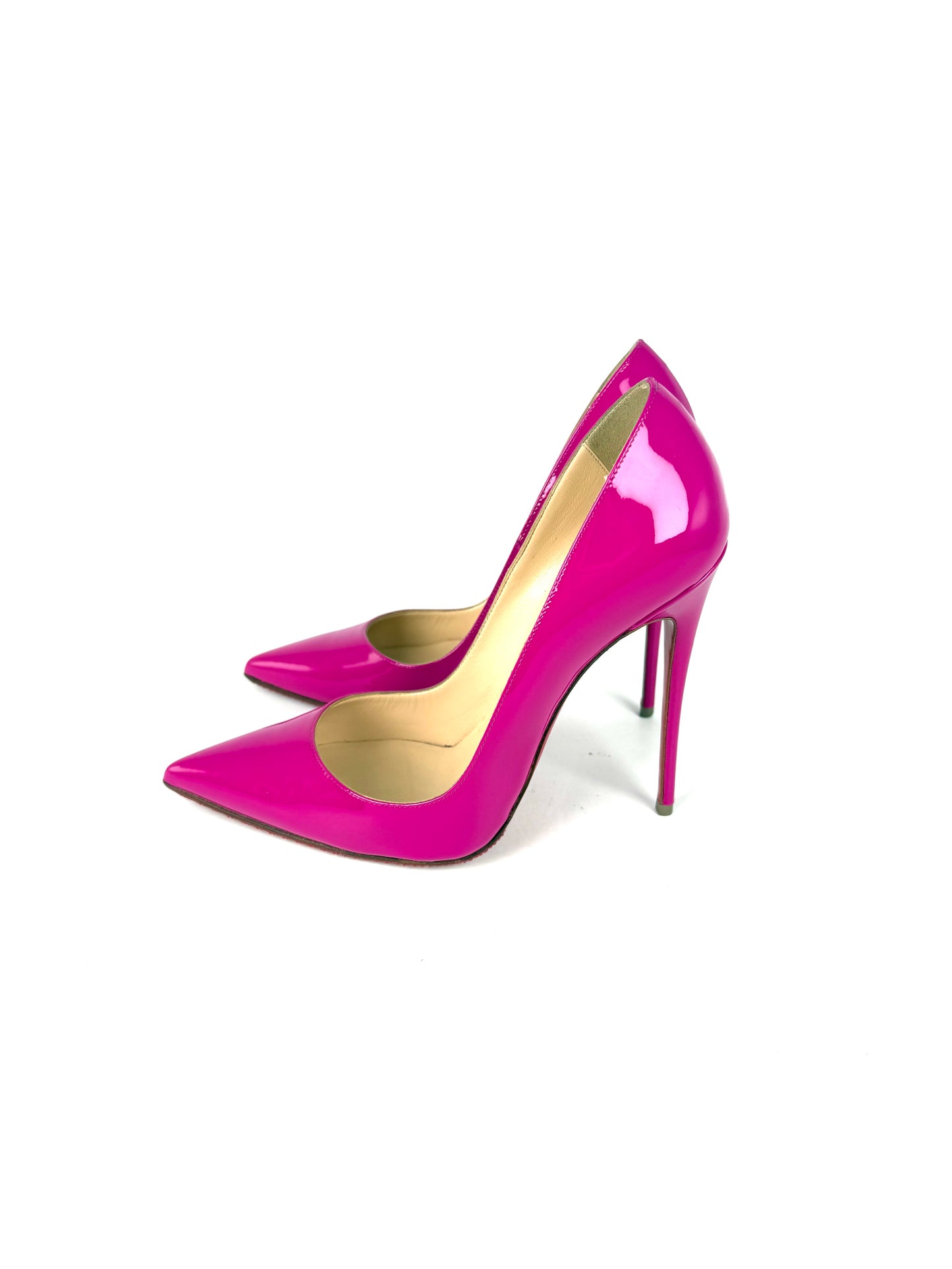 Christian Louboutin So Kate 120mm Indian Rose Pink Patent Leather Pump Heels 38, 7.5