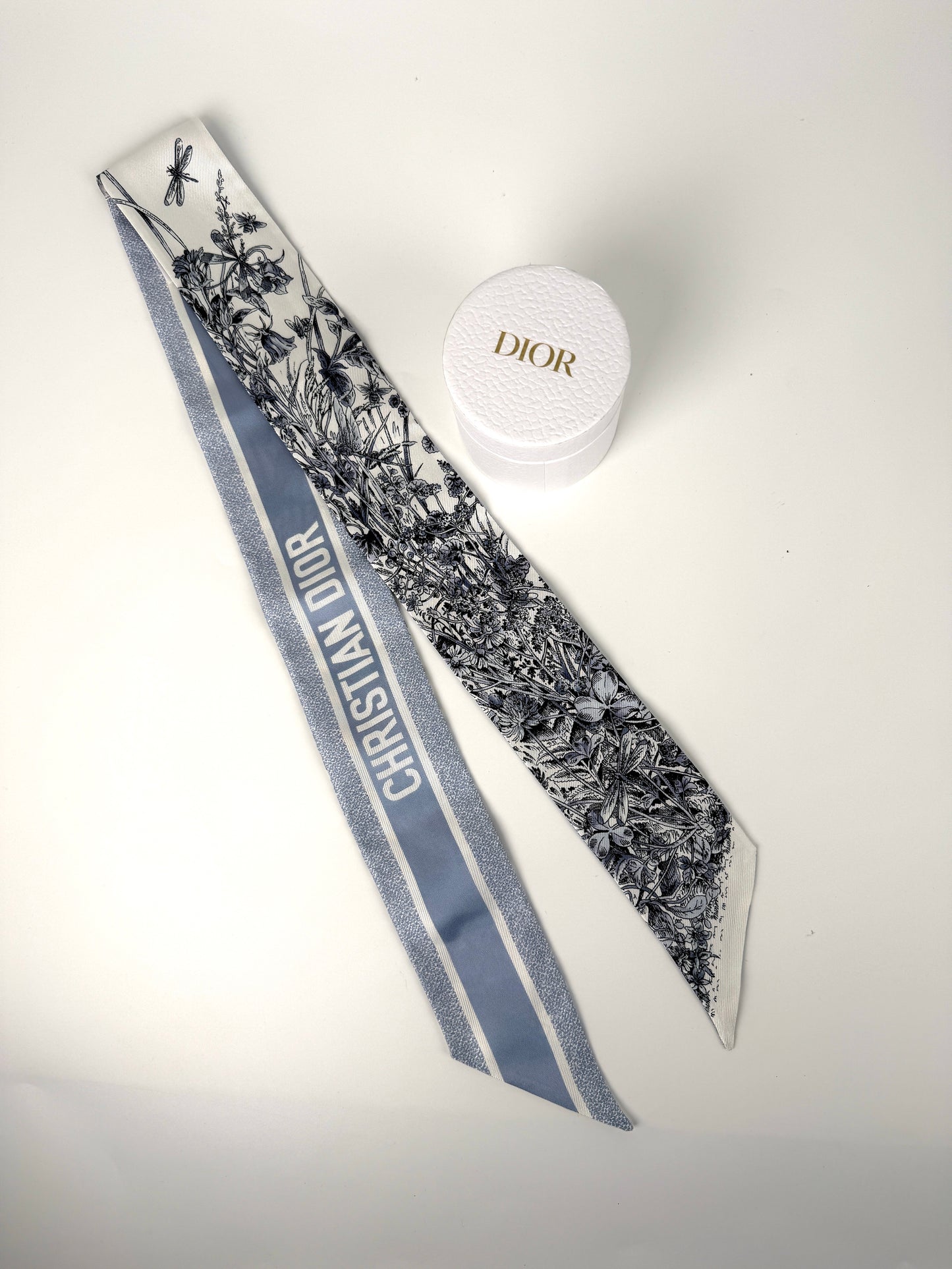 Christian Dior Dioriviera Tiole de Jouy Mitzah Blue Silk Floral Bandeau Scarf 