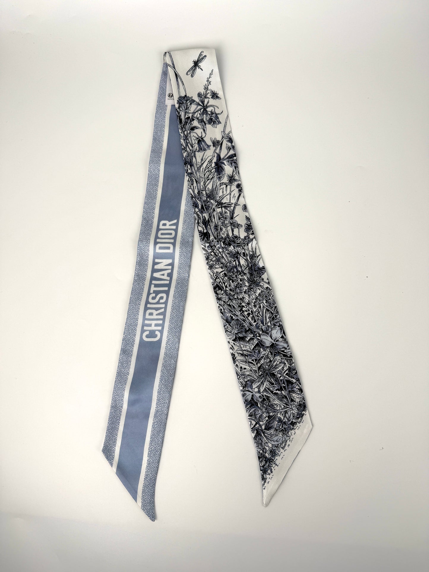 Christian Dior Dioriviera Tiole de Jouy Mitzah Blue Silk Floral Bandeau Scarf