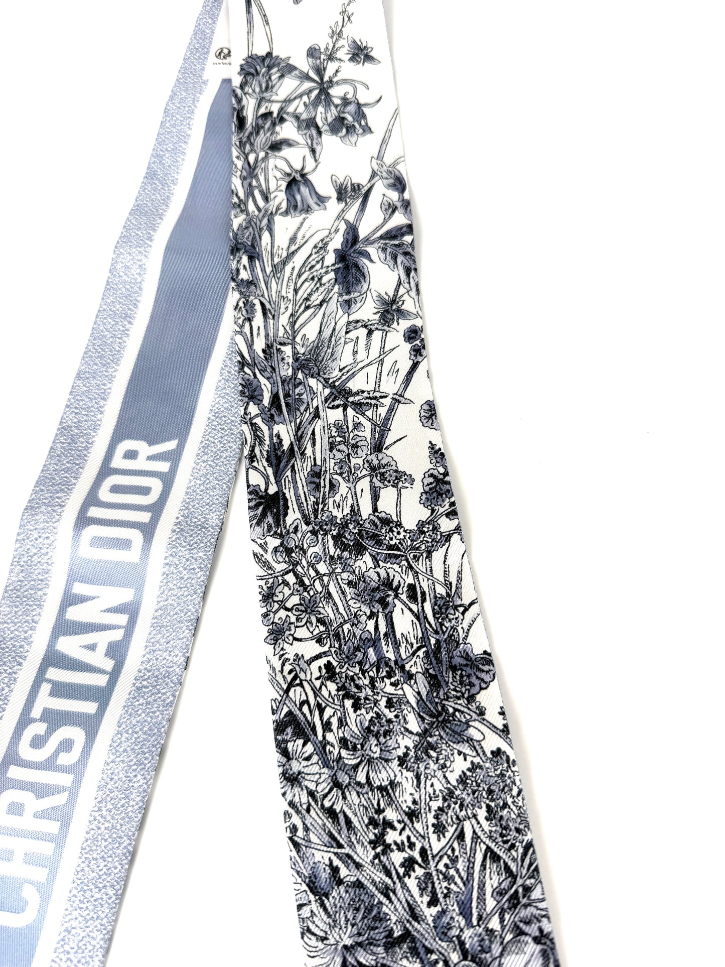 Christian Dior Dioriviera Tiole de Jouy Mitzah Blue Silk Floral Bandeau Scarf